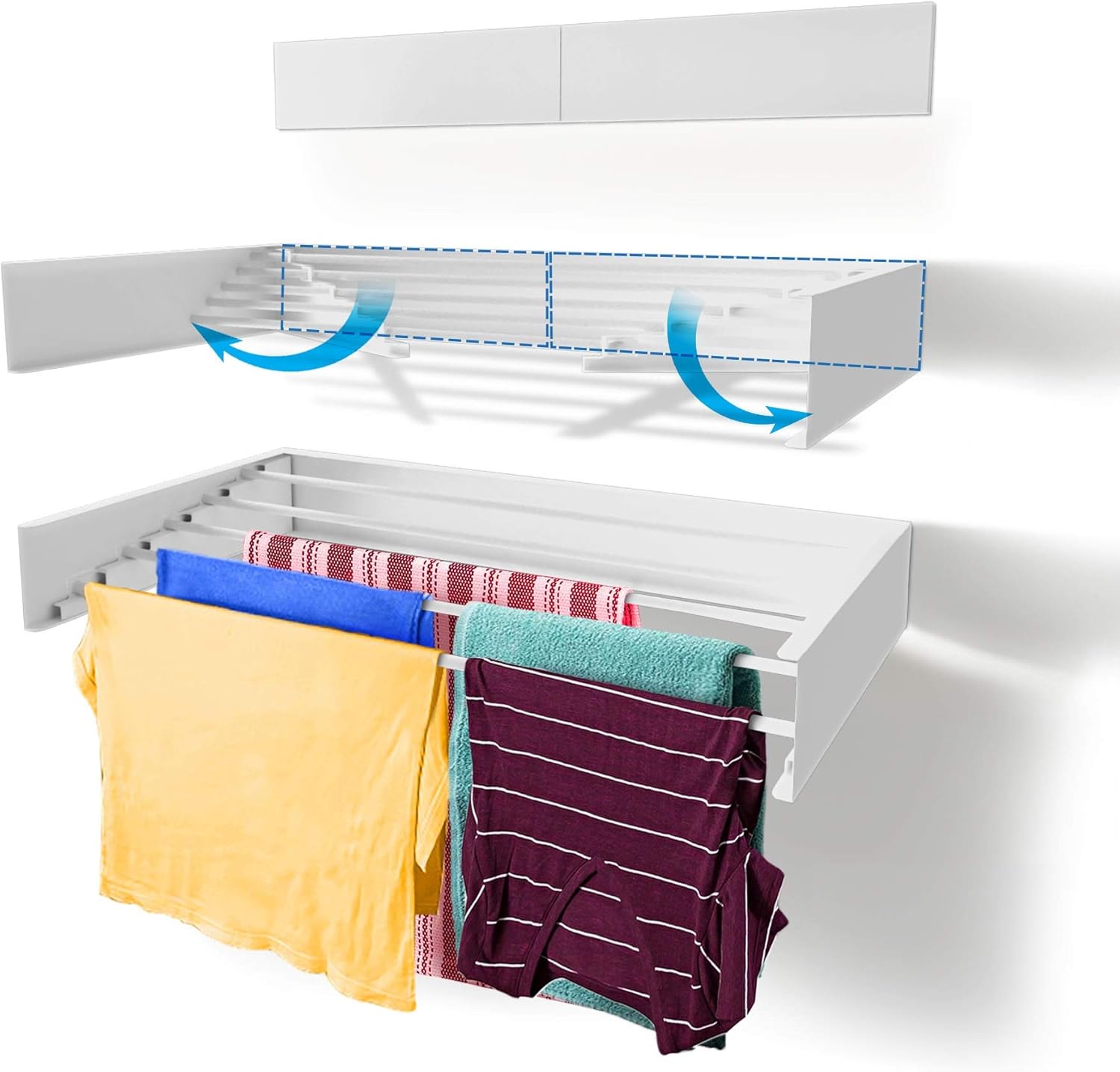 Step Up Laundry Drying Rack 28 Inch Wall Mounted