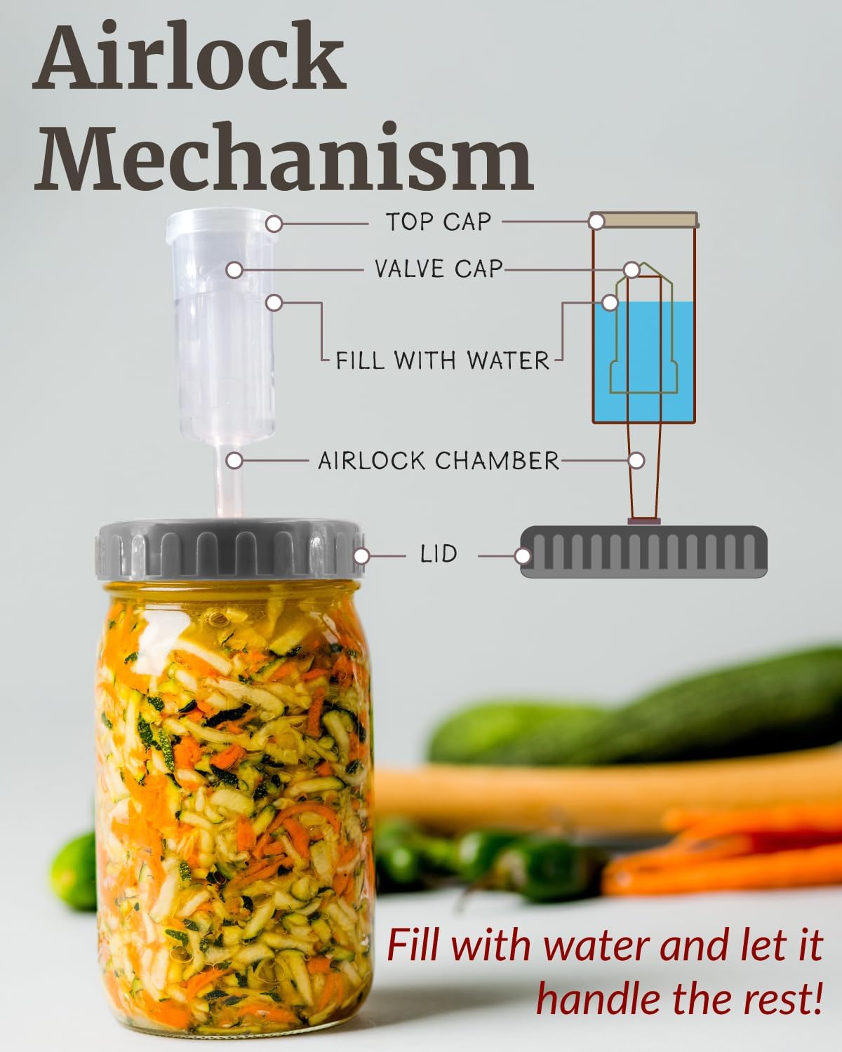 Elementi Mason Jar Fermentation Lids Set of 2