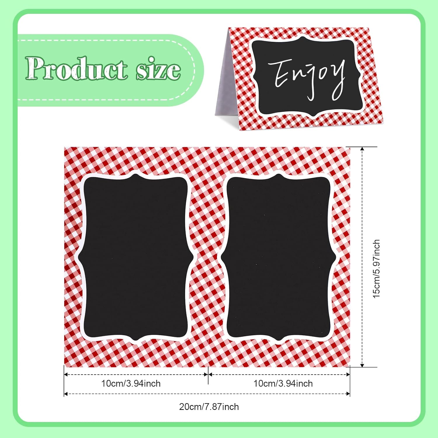 TaoBary 24 Pcs Red Gingham Chalkboard Party Decorations