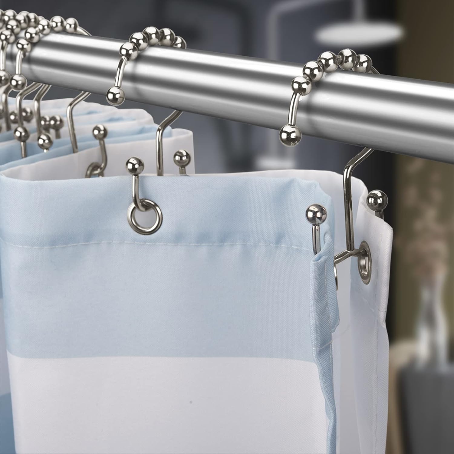 Titanker Shower Curtain Rings Set of 12 with Double Glide Hooks