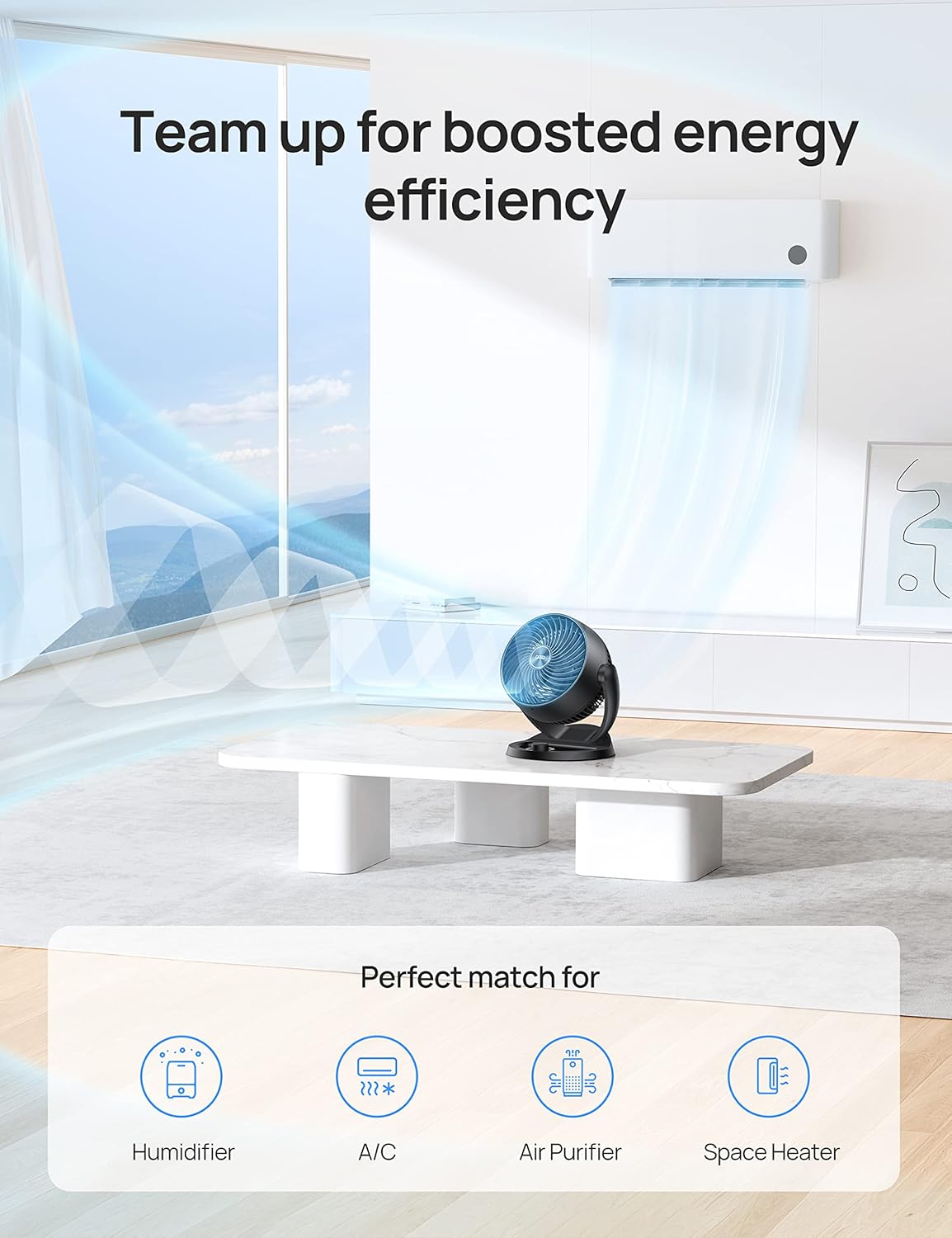 Dreo 12-Inch Table Fan for Whole Room Circulation