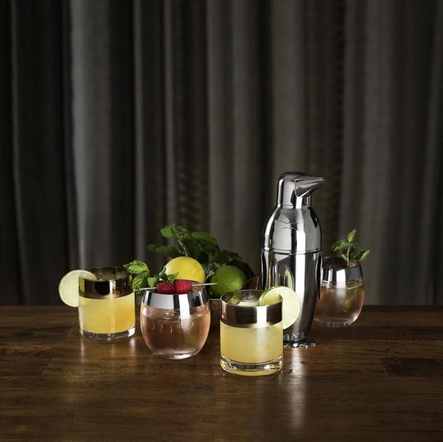 Viski Penguin Cocktail Shaker 17 oz Stainless Steel