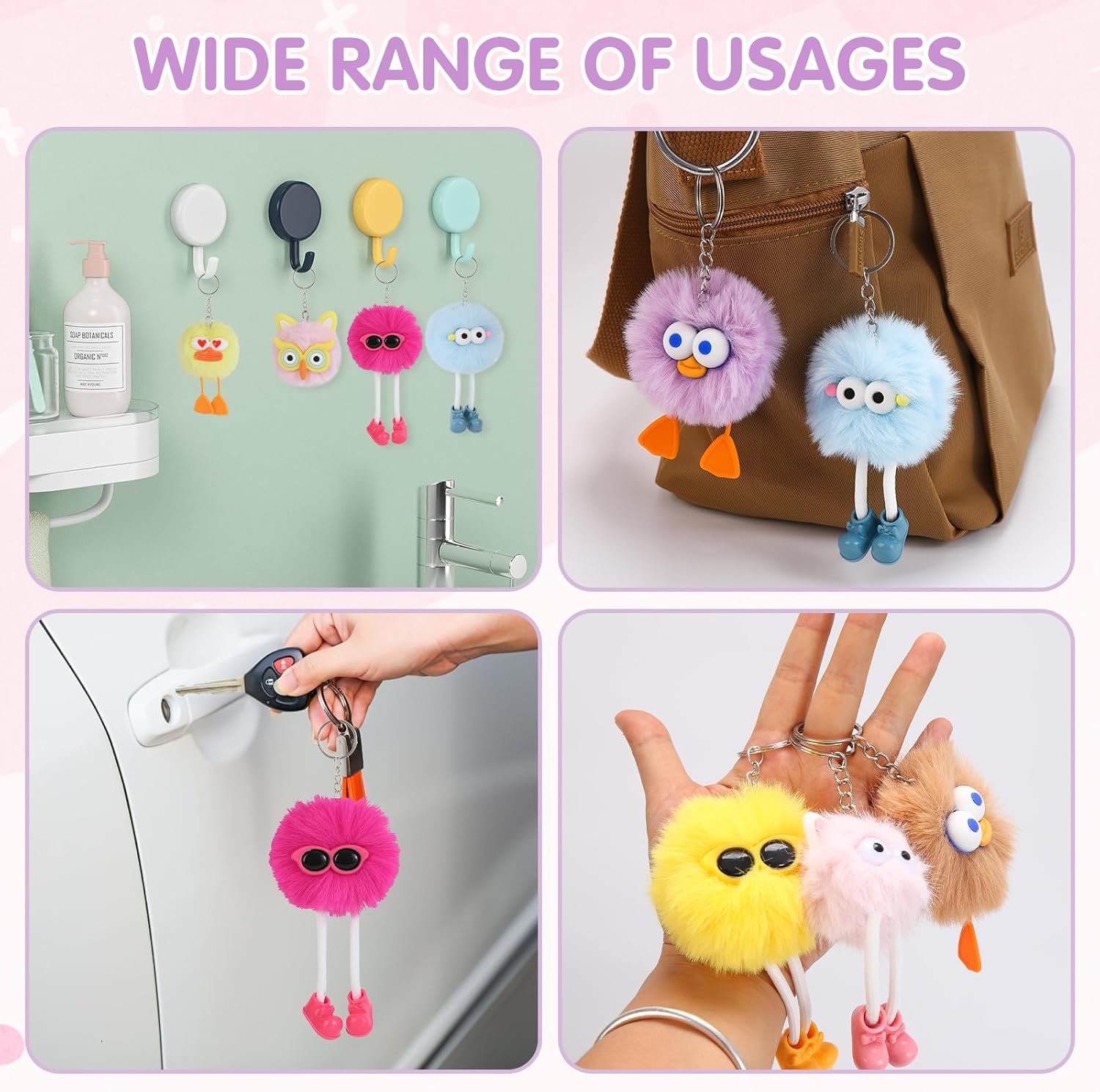24pcs Kids Keychains Plush Toys for Birthday School Party