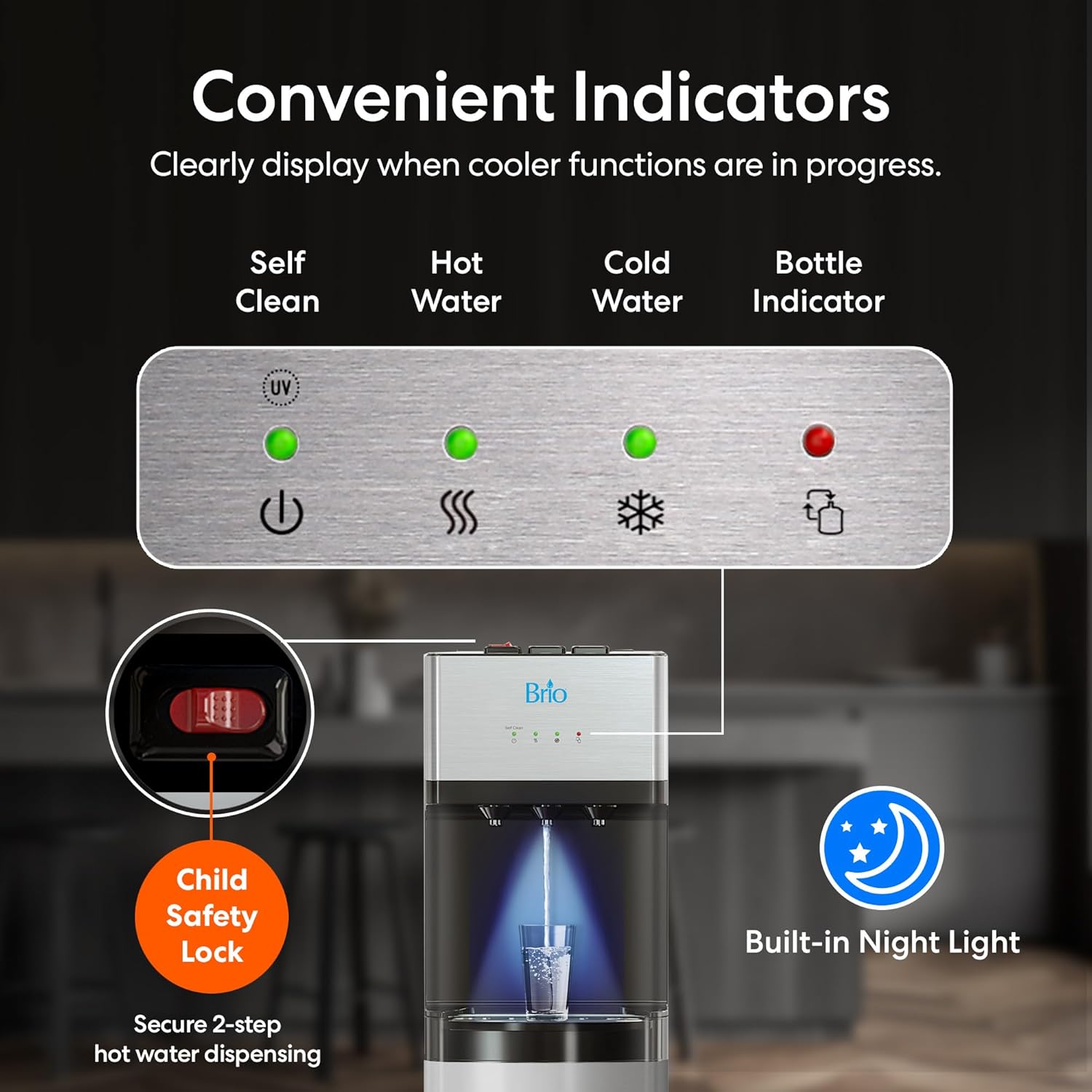 Brio Self Cleaning Bottom Loading Water Cooler 3 Temperature Settings