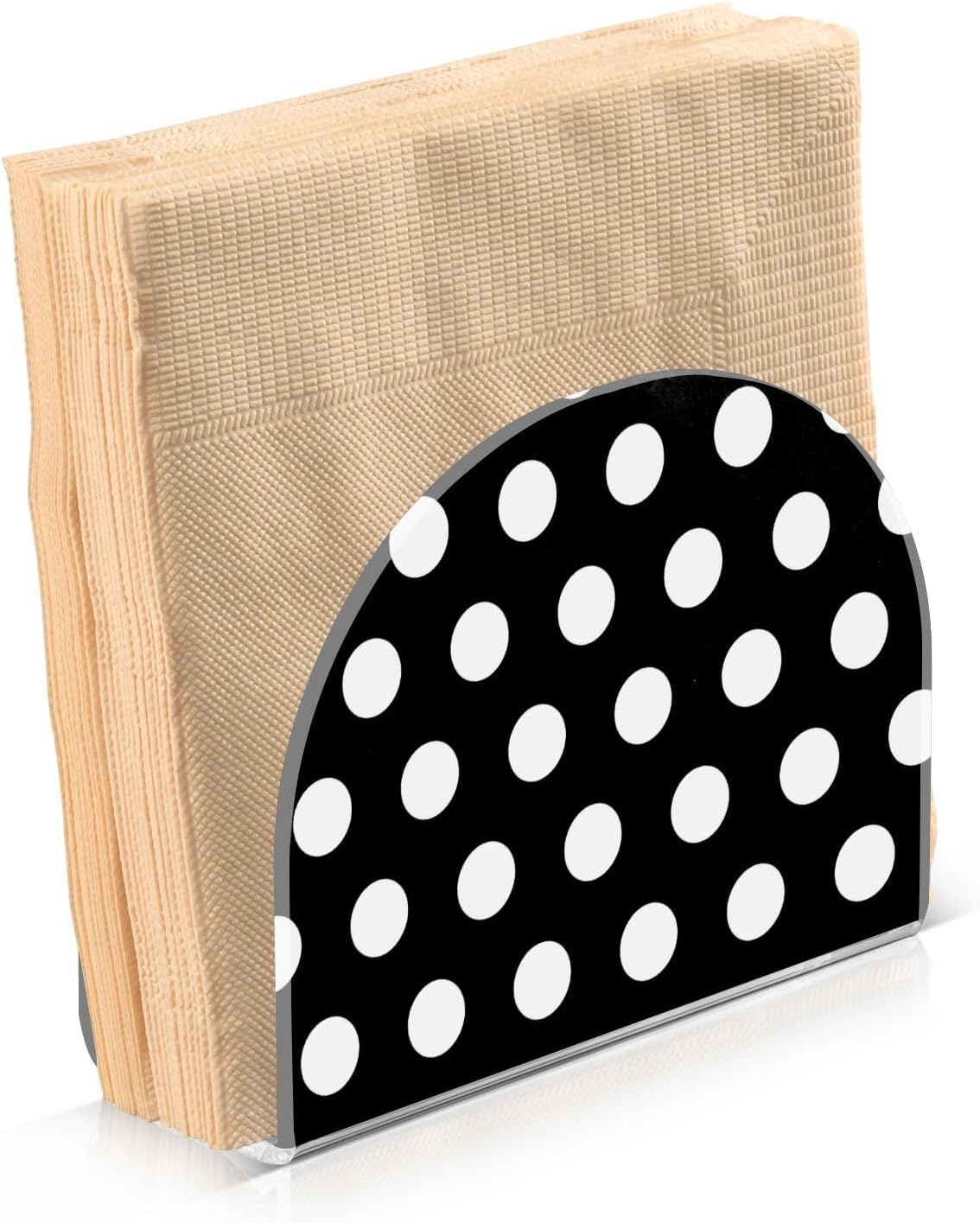 Caikeny Acrylic Napkin Holder Black White Polka Dot