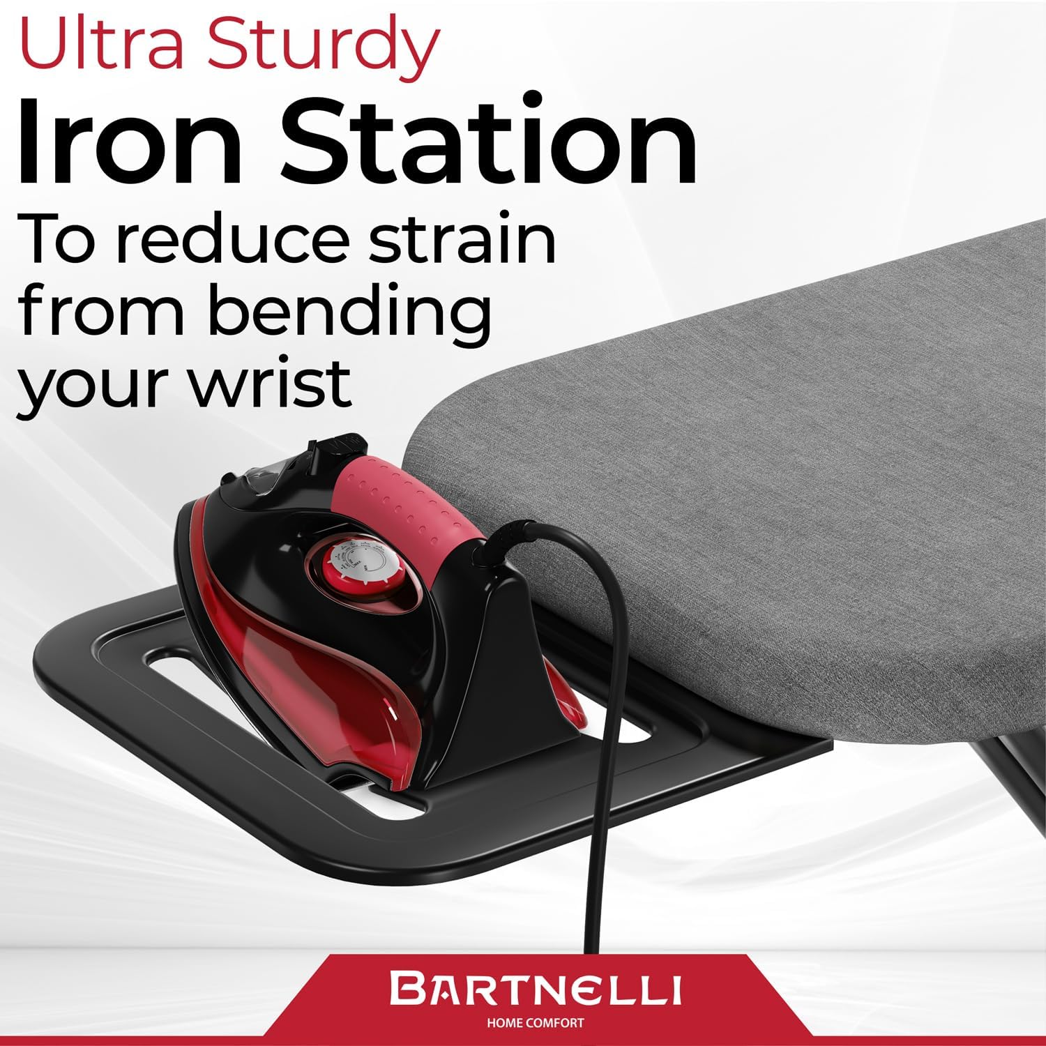Bartnelli Ironing Board with 4 Layered Cover Height Adjustable Up to 36 Inches