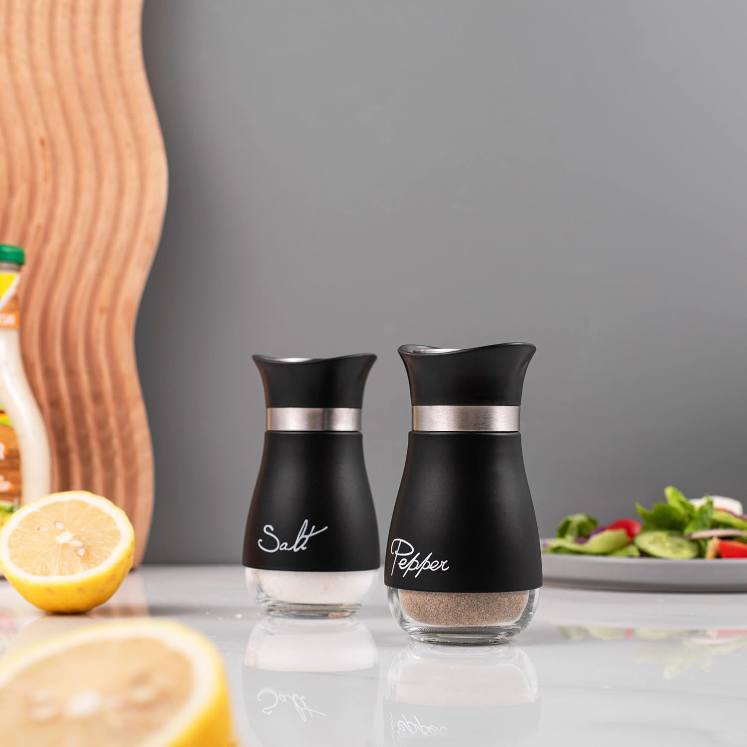 Lonffery Salt and Pepper Shakers Set of 2 Black