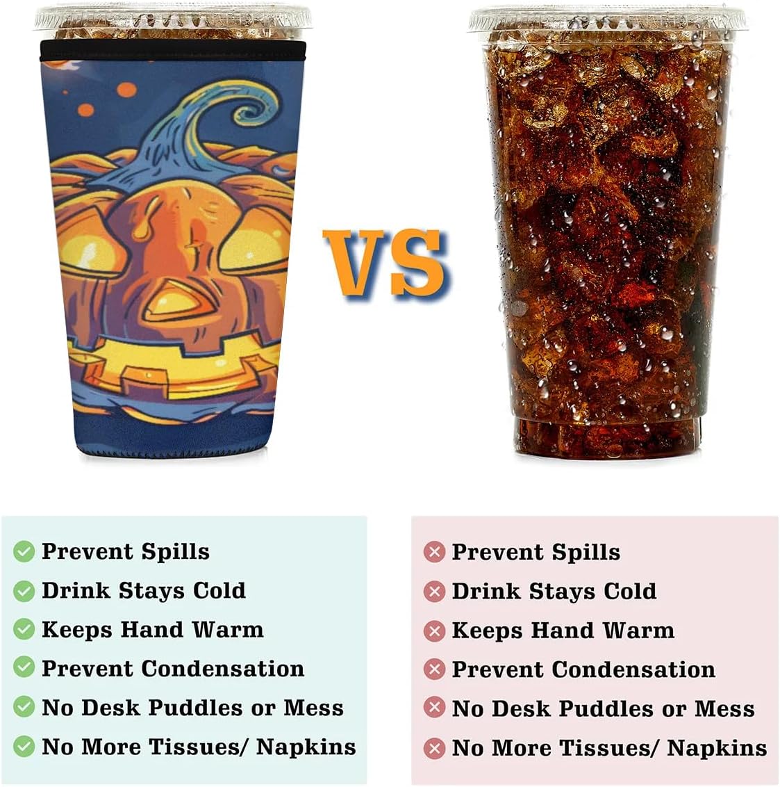 Halloween Pumpkin Candle Cup Insulator Sleeve for Cold Drinks