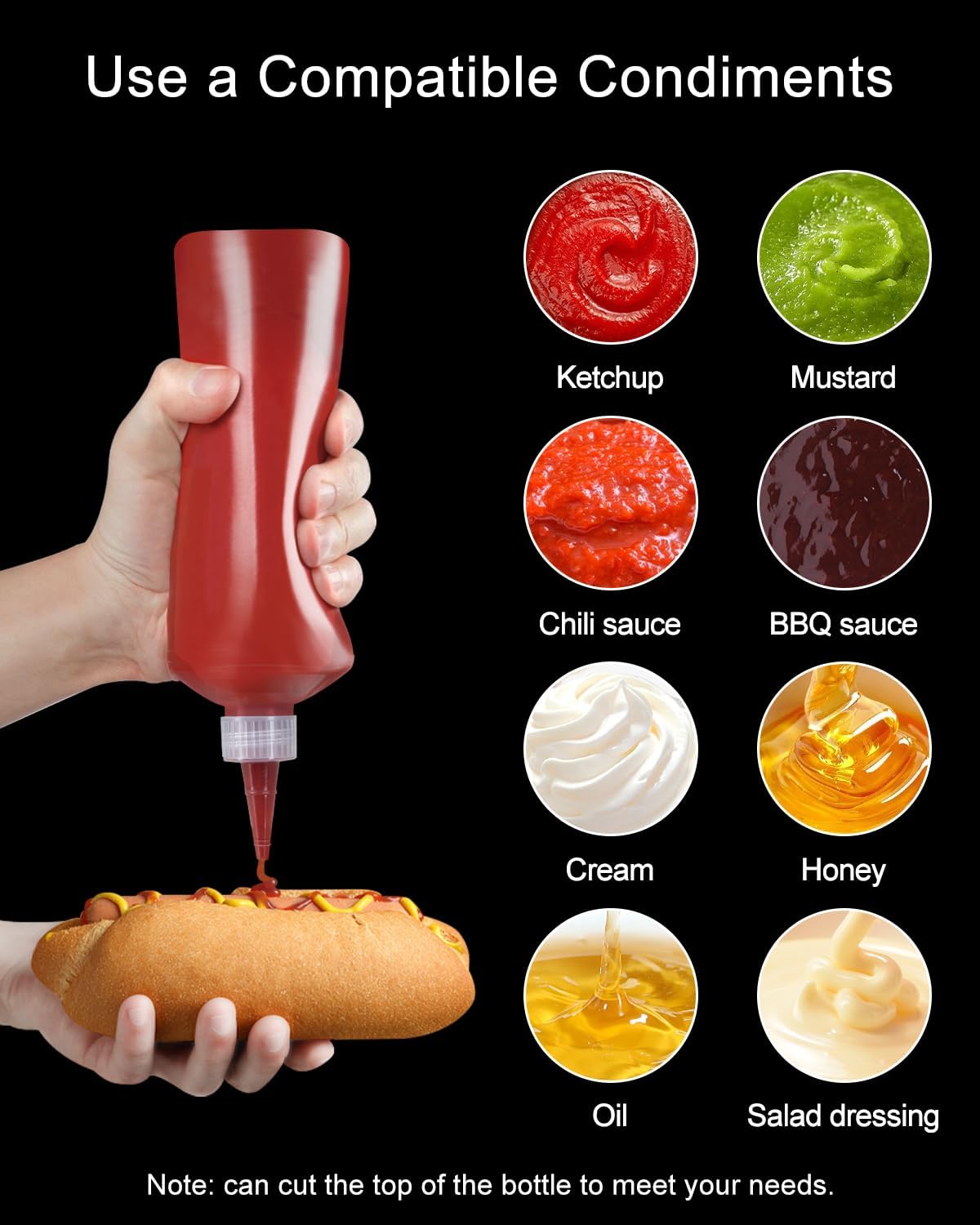 Sopito 8oz Condiment Squeeze Bottles with Labels and Funnels 6 Pack