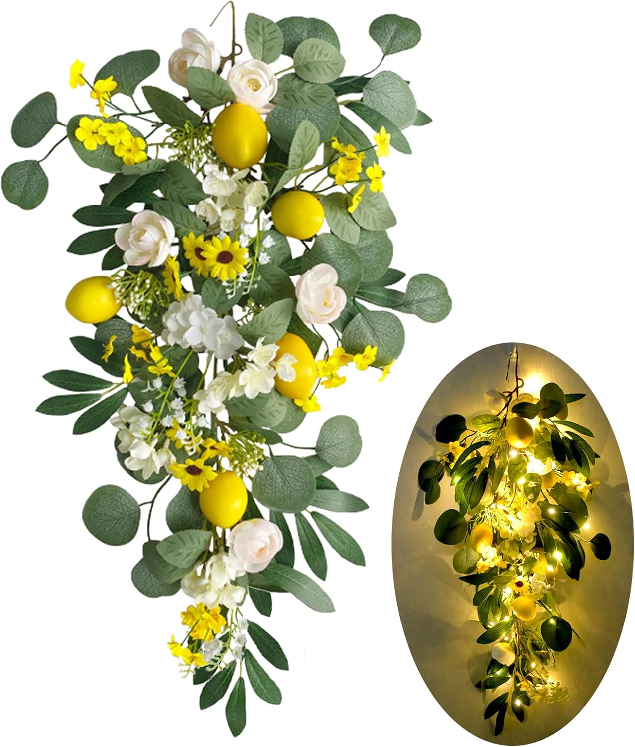 Lemon Door Swag with Lights 276 Inch Decor
