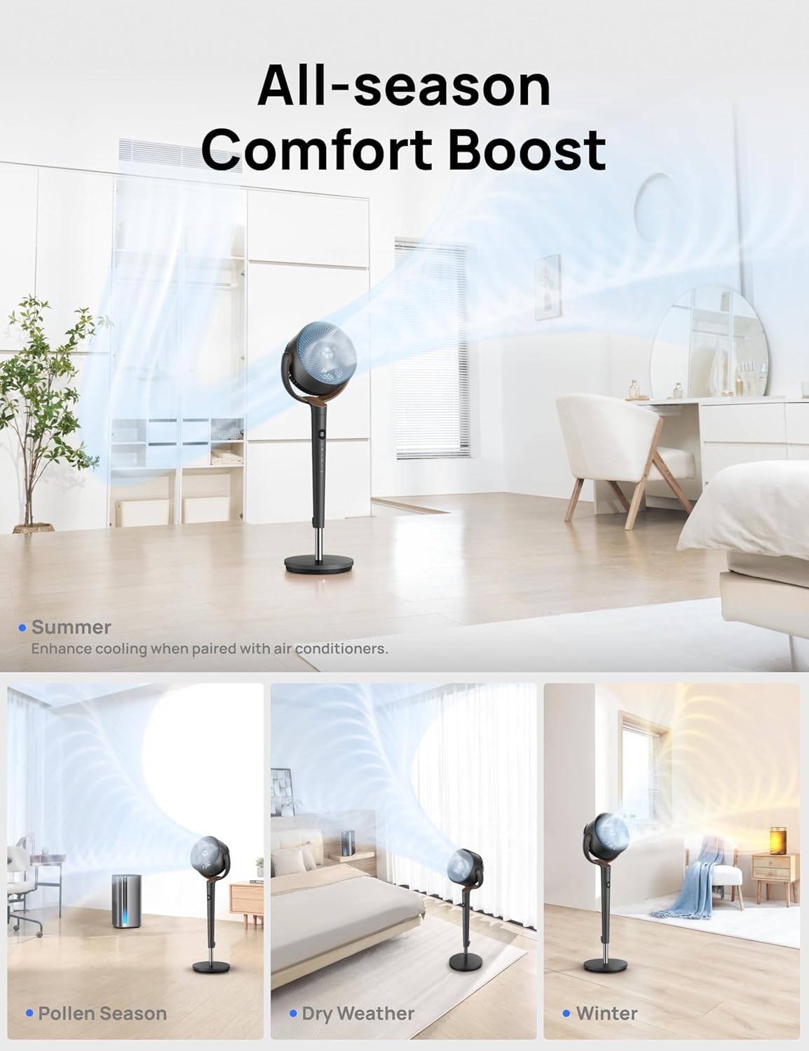 Dreo TurboPoly Fan for Bedroom Quiet Oscillating Floor Fan