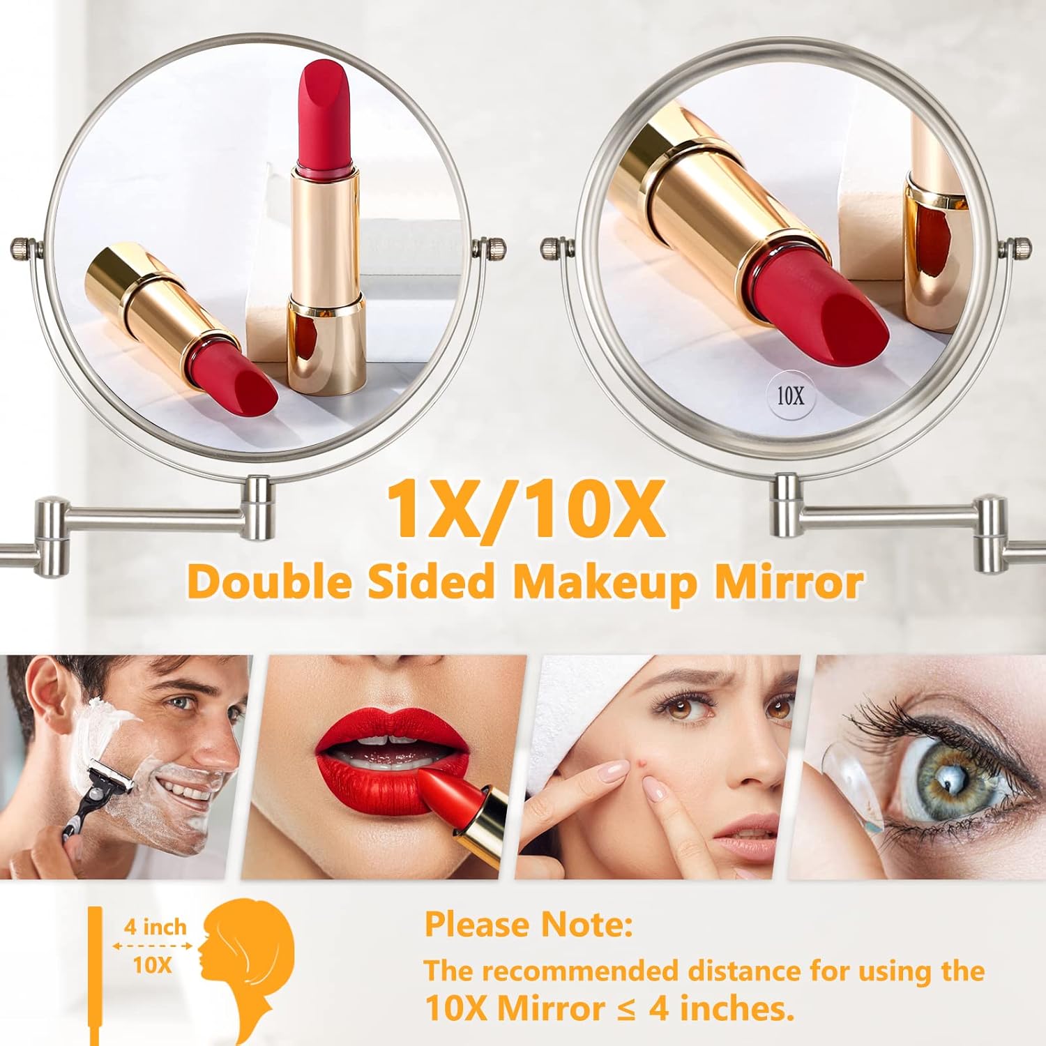 Wall Mounted Makeup Mirror with 10x Magnification