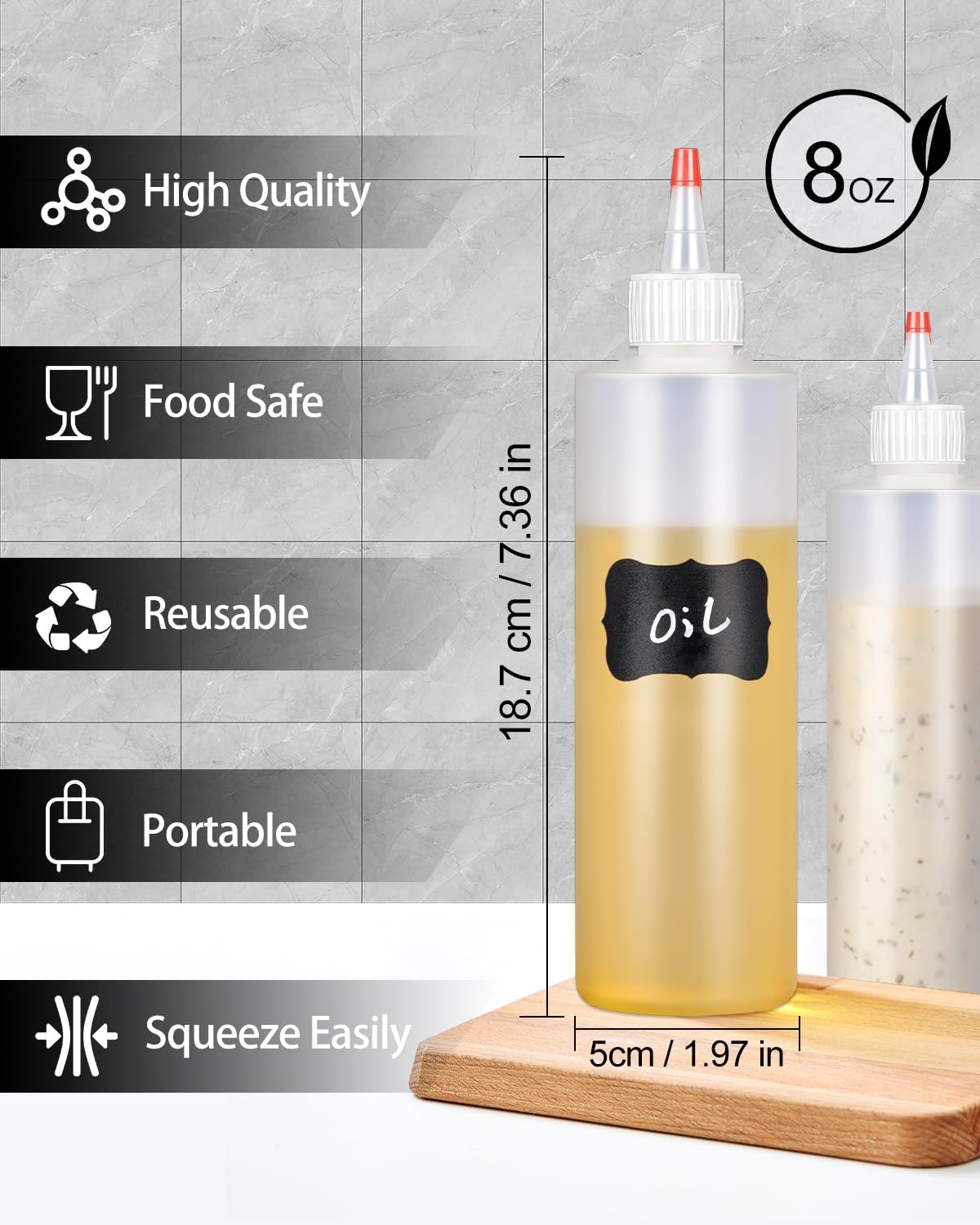 Sopito 8oz Condiment Squeeze Bottles with Labels and Funnels 6 Pack