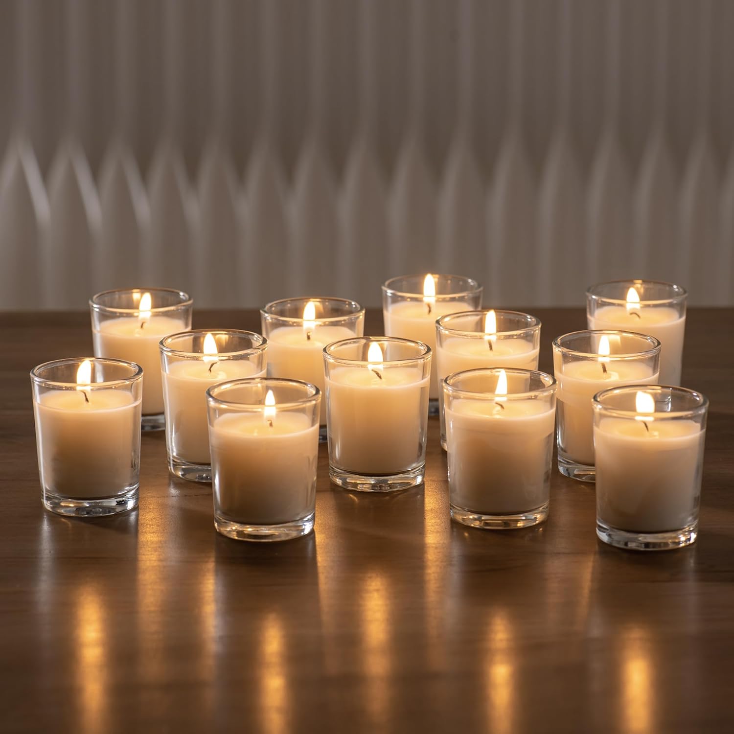 Housecret 24 Pack Warm White Clear Glass Votive Candles