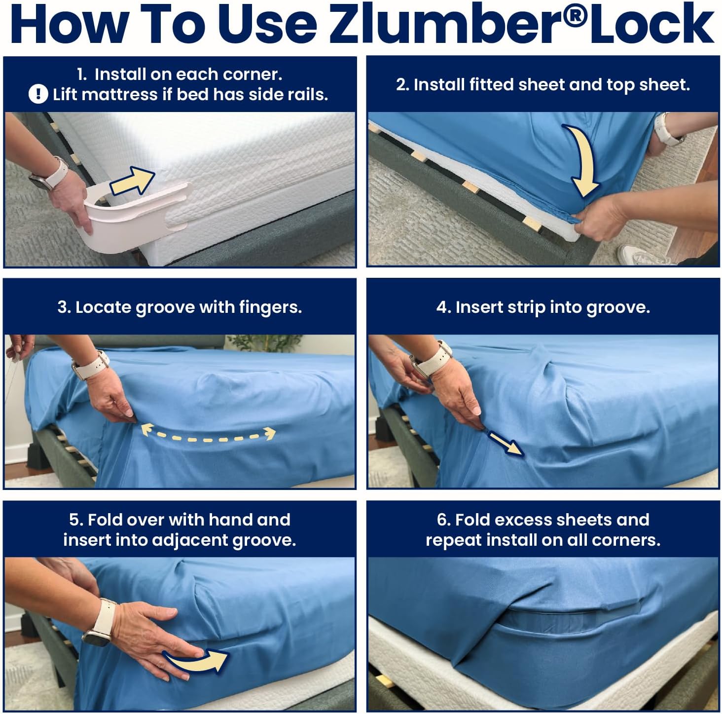 Zlumber Lock Sheet Holders - Secure Bed Sheets in Place