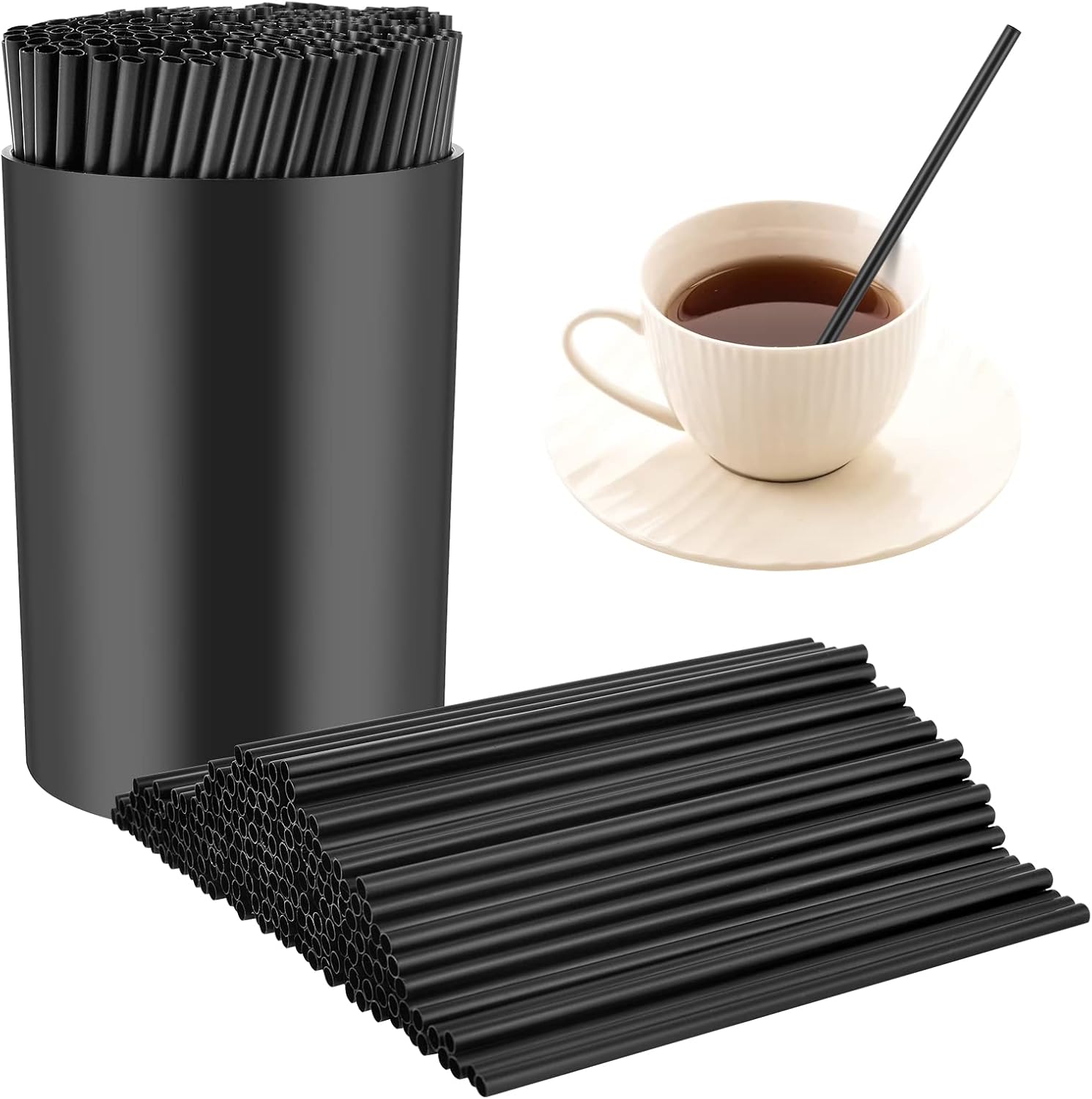 200 Pcs Coffee Stirrers with Black Holder Set