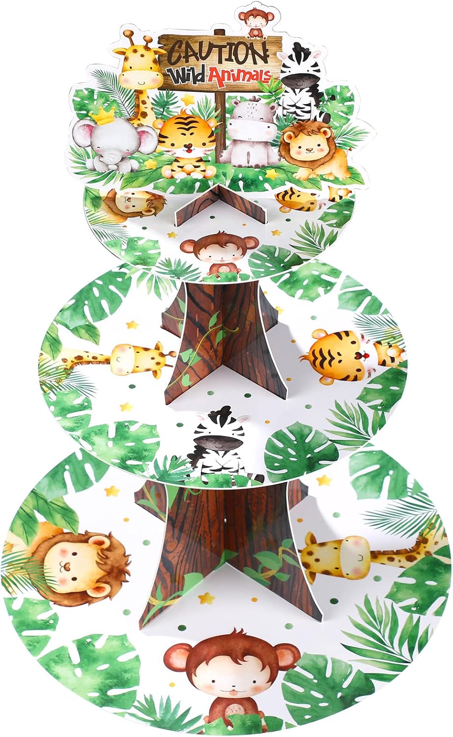 Nuenen Safari Cupcake Stand 3 Tier Jungle Theme Decor