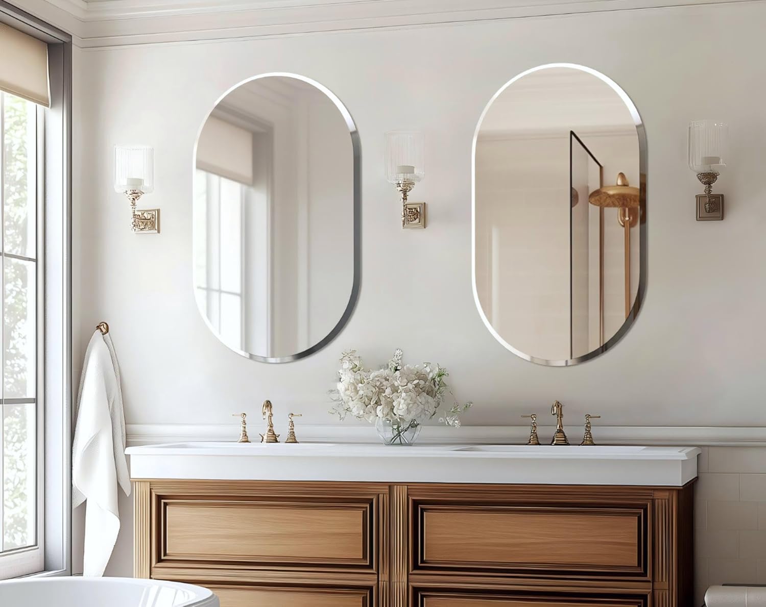 Artloge Frameless Oblong Wall Mirror 40x20 Inch
