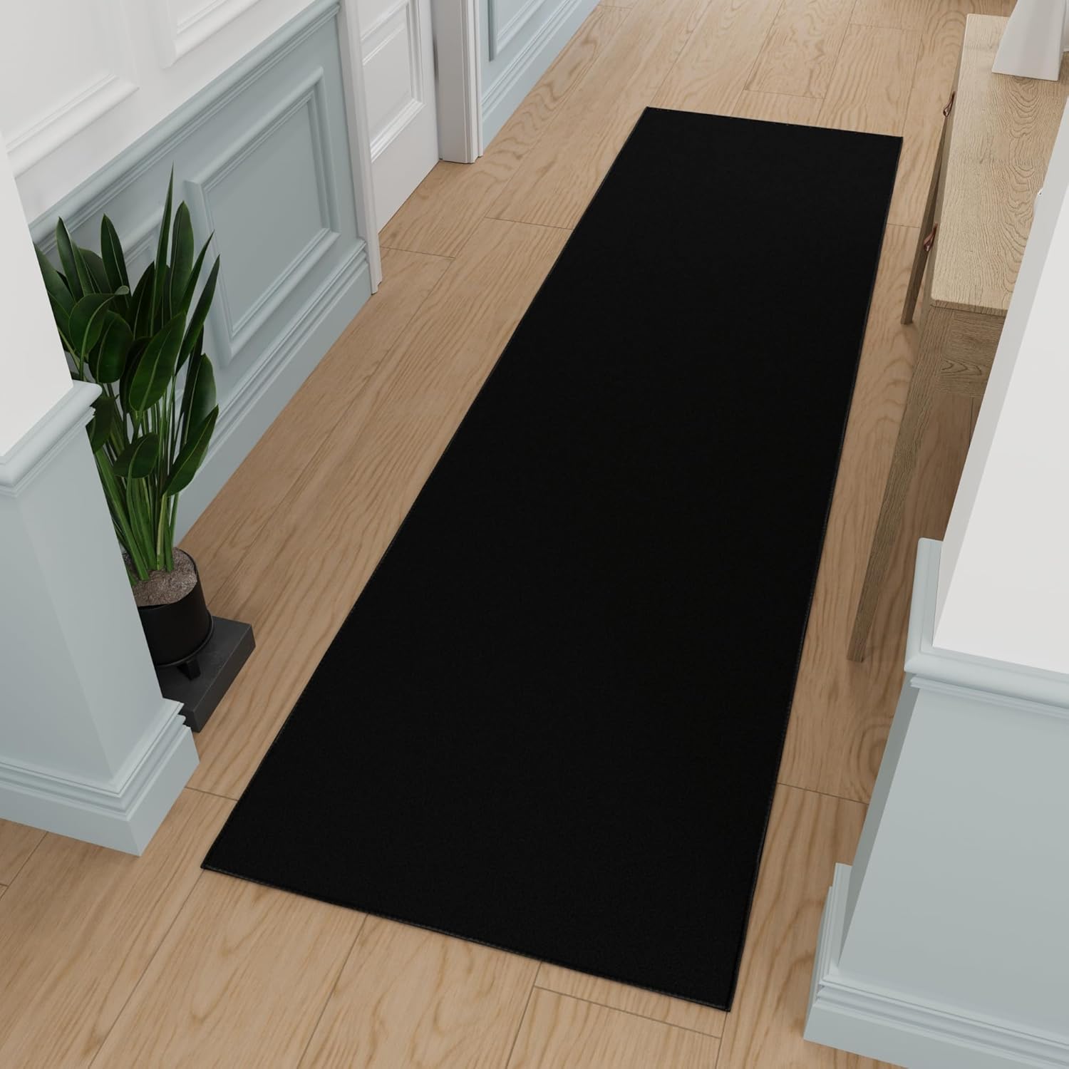 Ottomanson Hallway Runner Rug 27 x 910 Non Slip Black