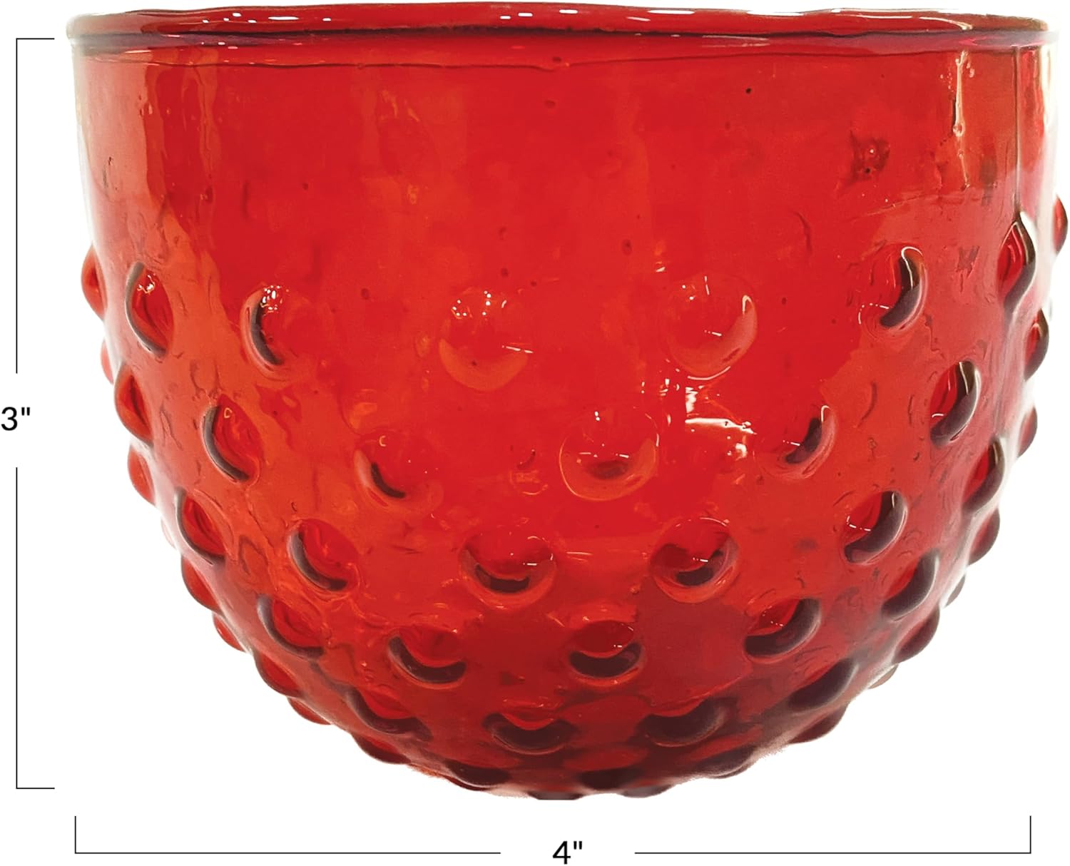 Creative Co Op Red Glass Hobnail Serving Bowl