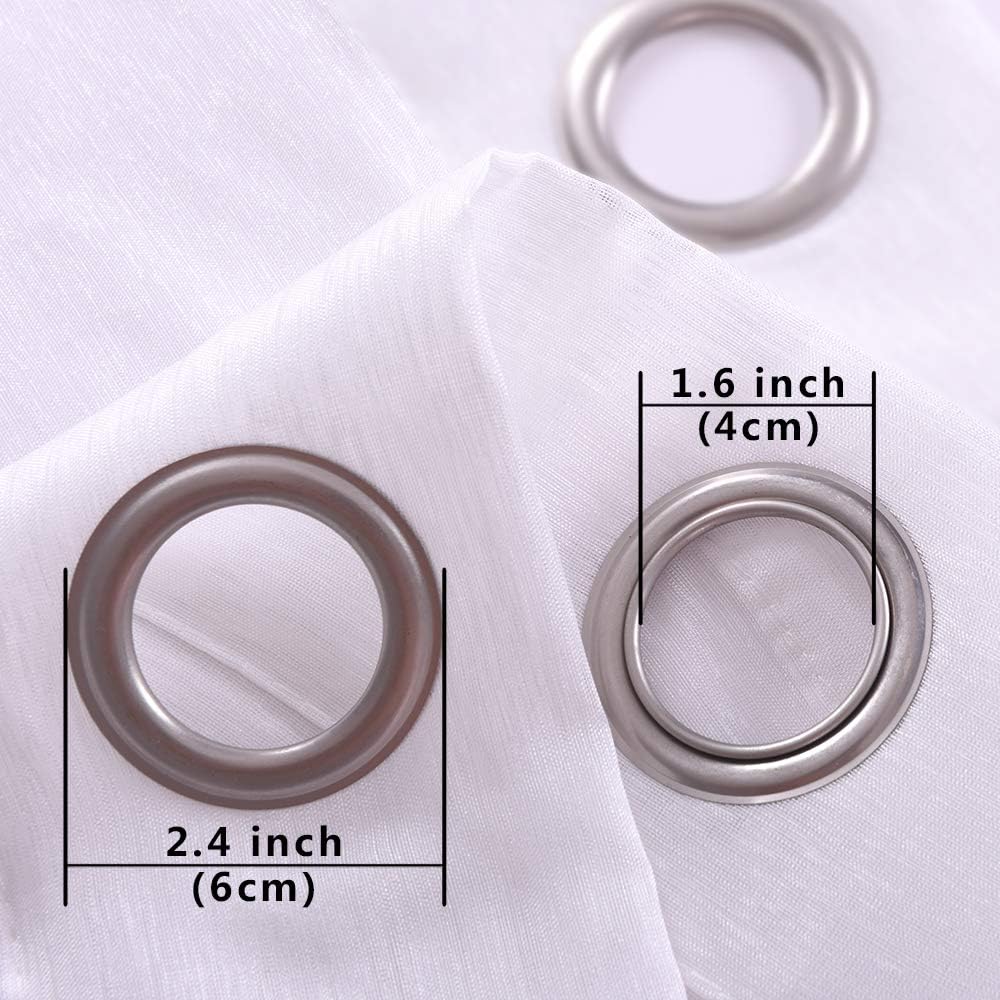 96 Inch White Sheer Curtains Grommet Set of 2 Panels