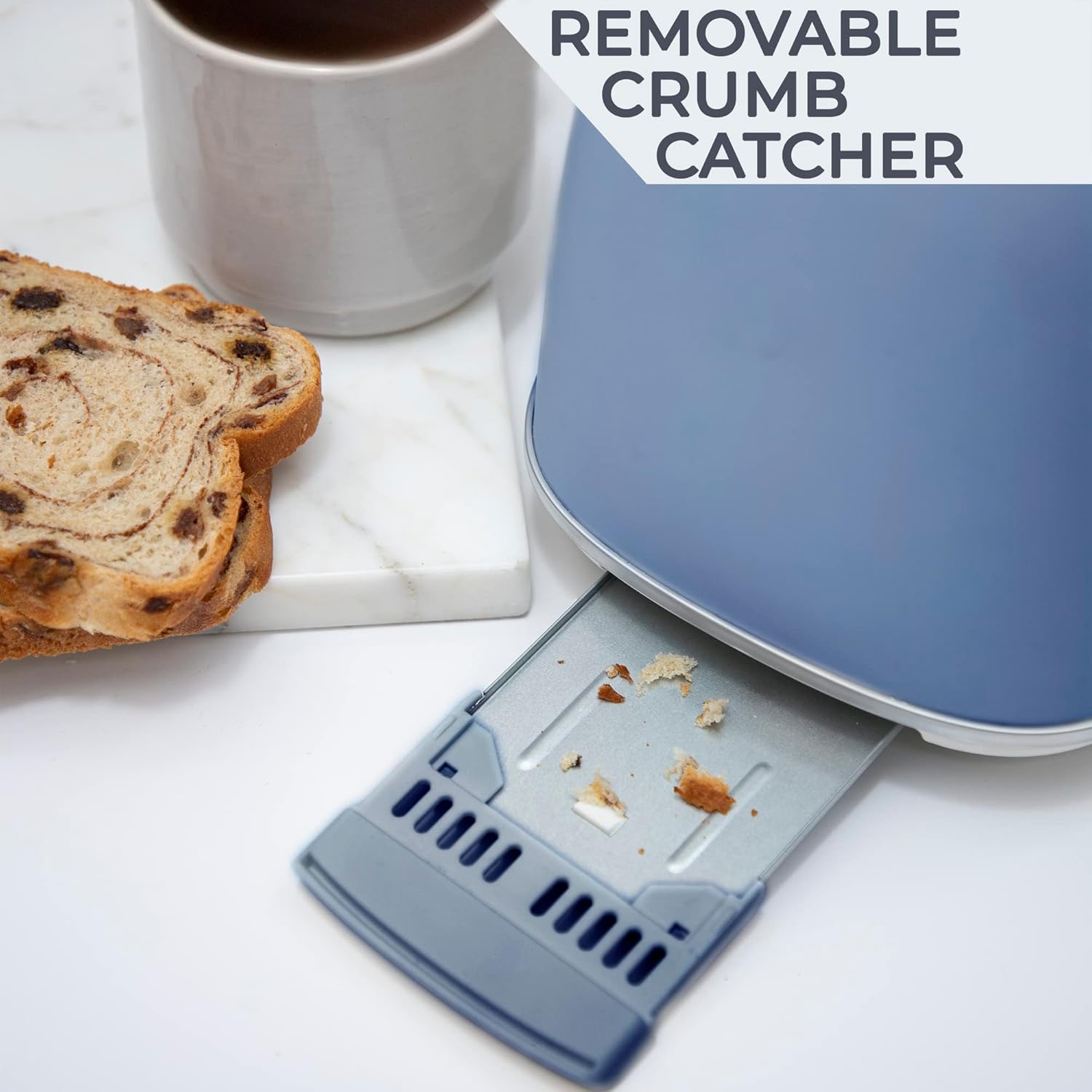 Rae Dunn Retro Rounded 2 Slice Toaster with Crumb Tray and Bagel Option