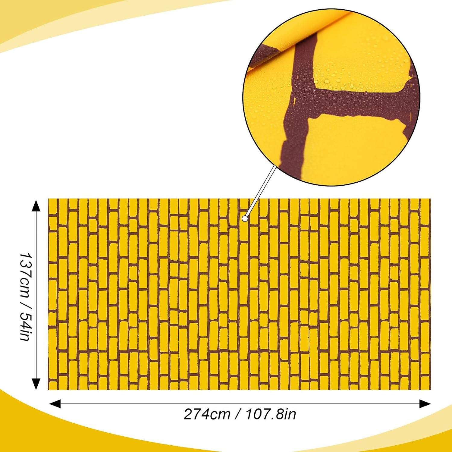 Chuangdi Yellow 45 x 9 Feet Brick Wall Aisle Runner