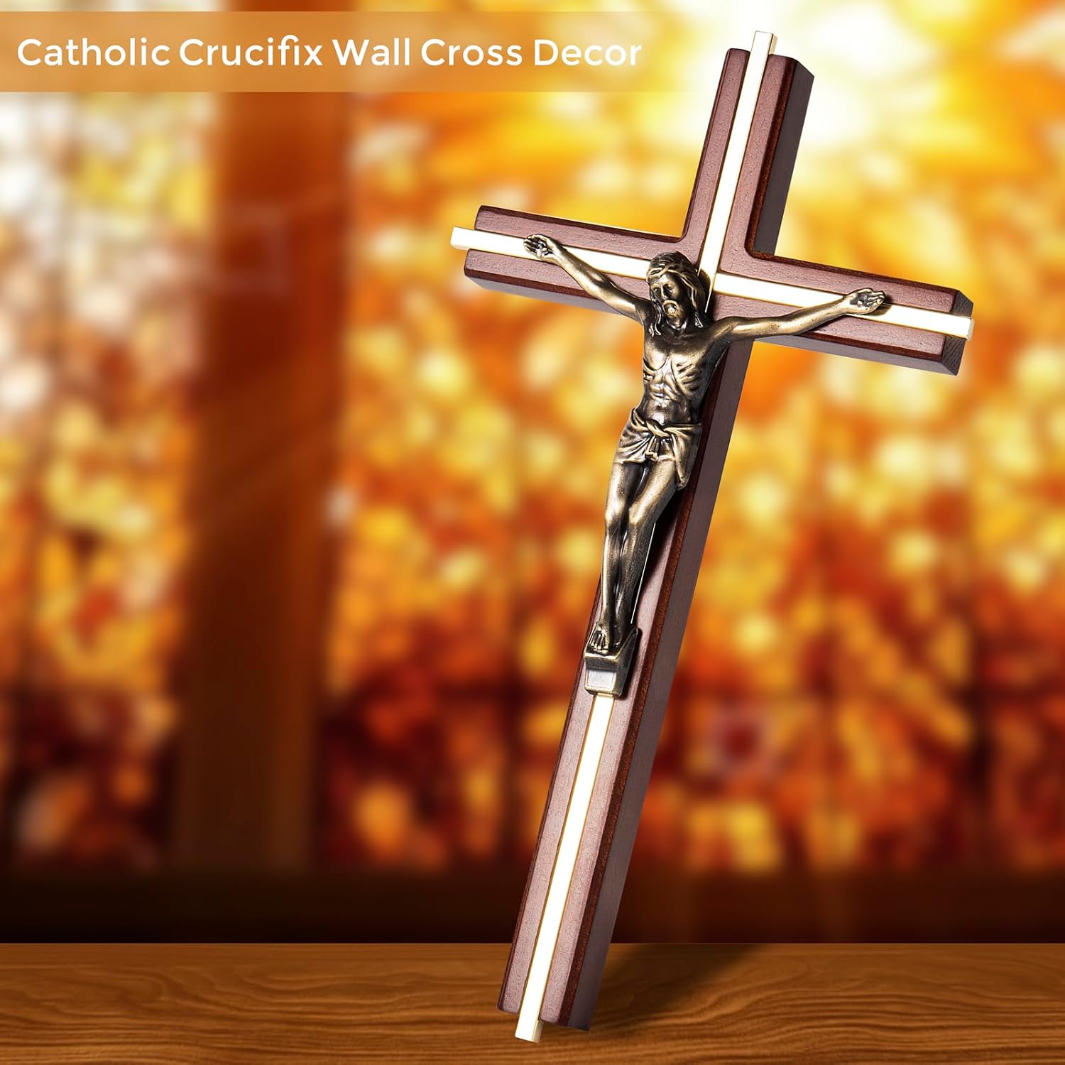 ACHIBANG 10 Inch Wooden Wall Cross with Jesus