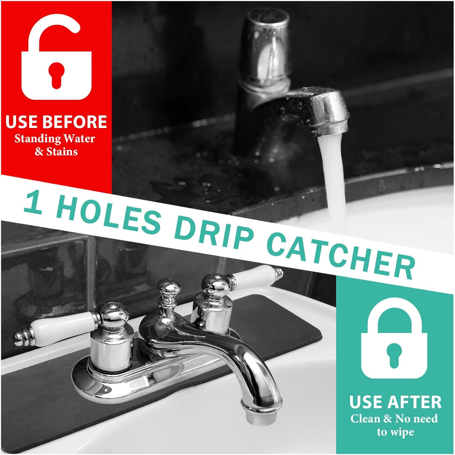Tioncy 2 Pcs Faucet Mat Splash Guard for Kitchen Sink and Bathroom