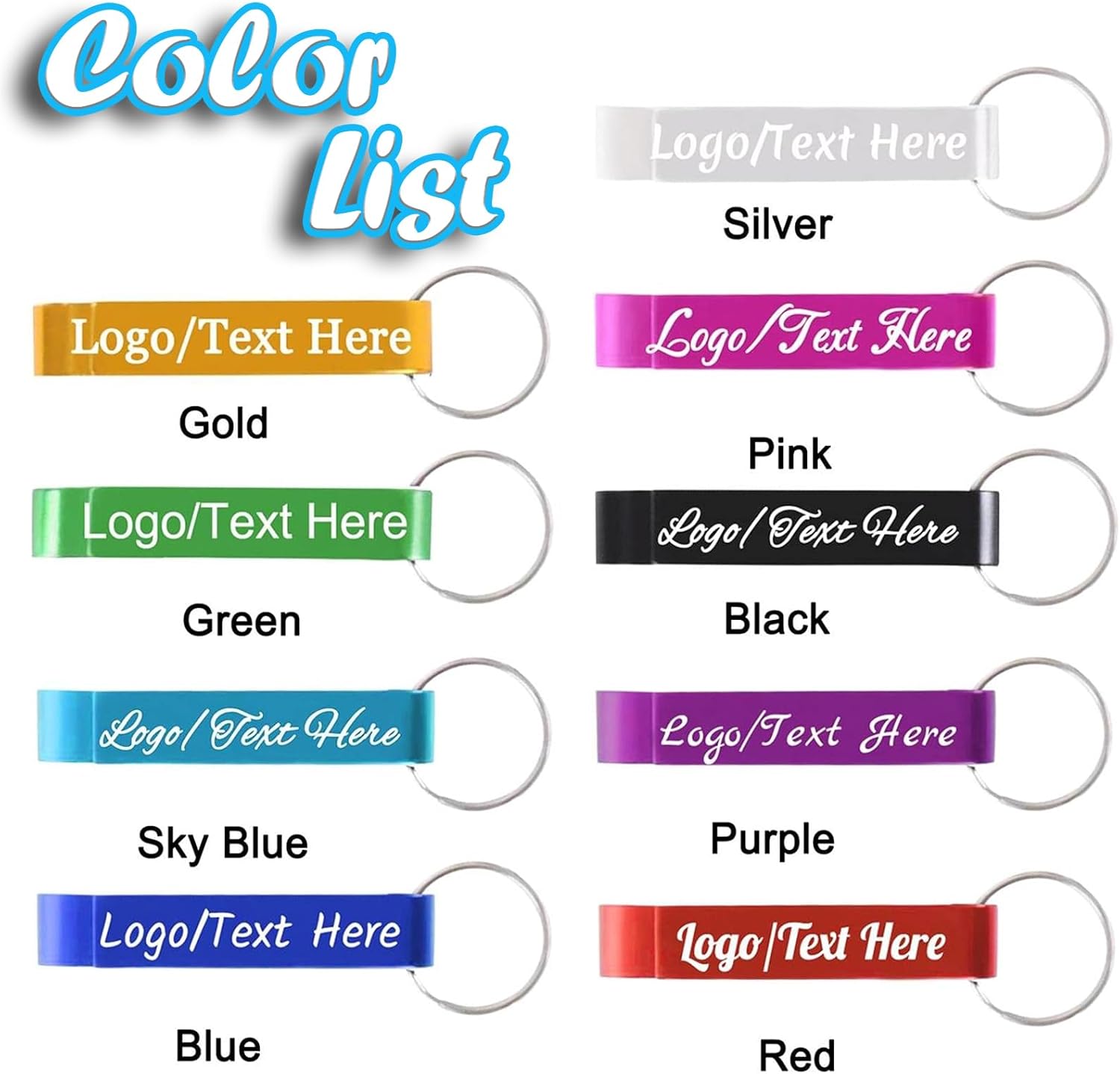 100pcs Custom Engraved Bottle Opener Keychain