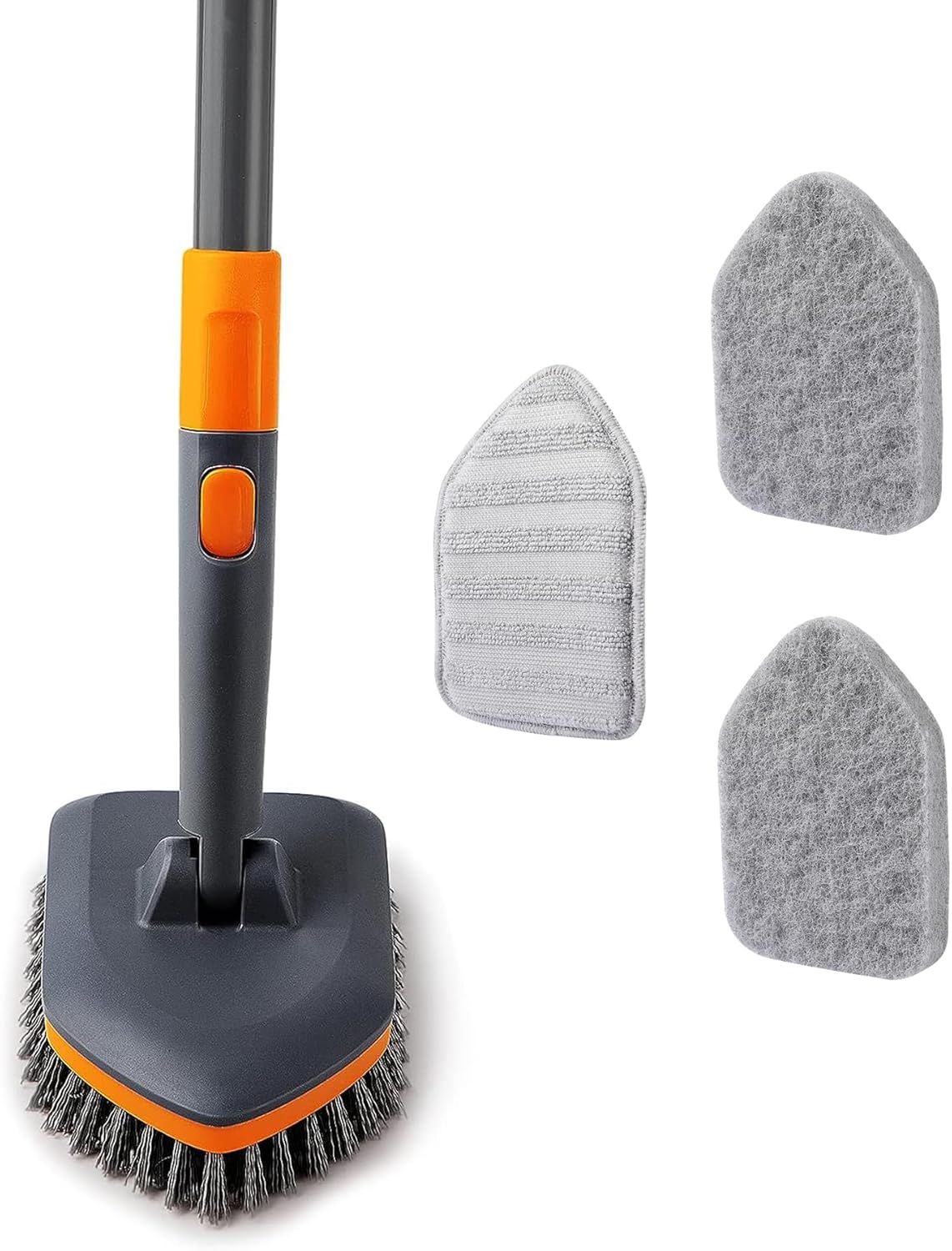 Tile Tub Scrubber Brush with 3 Heads and 56 Long Handle