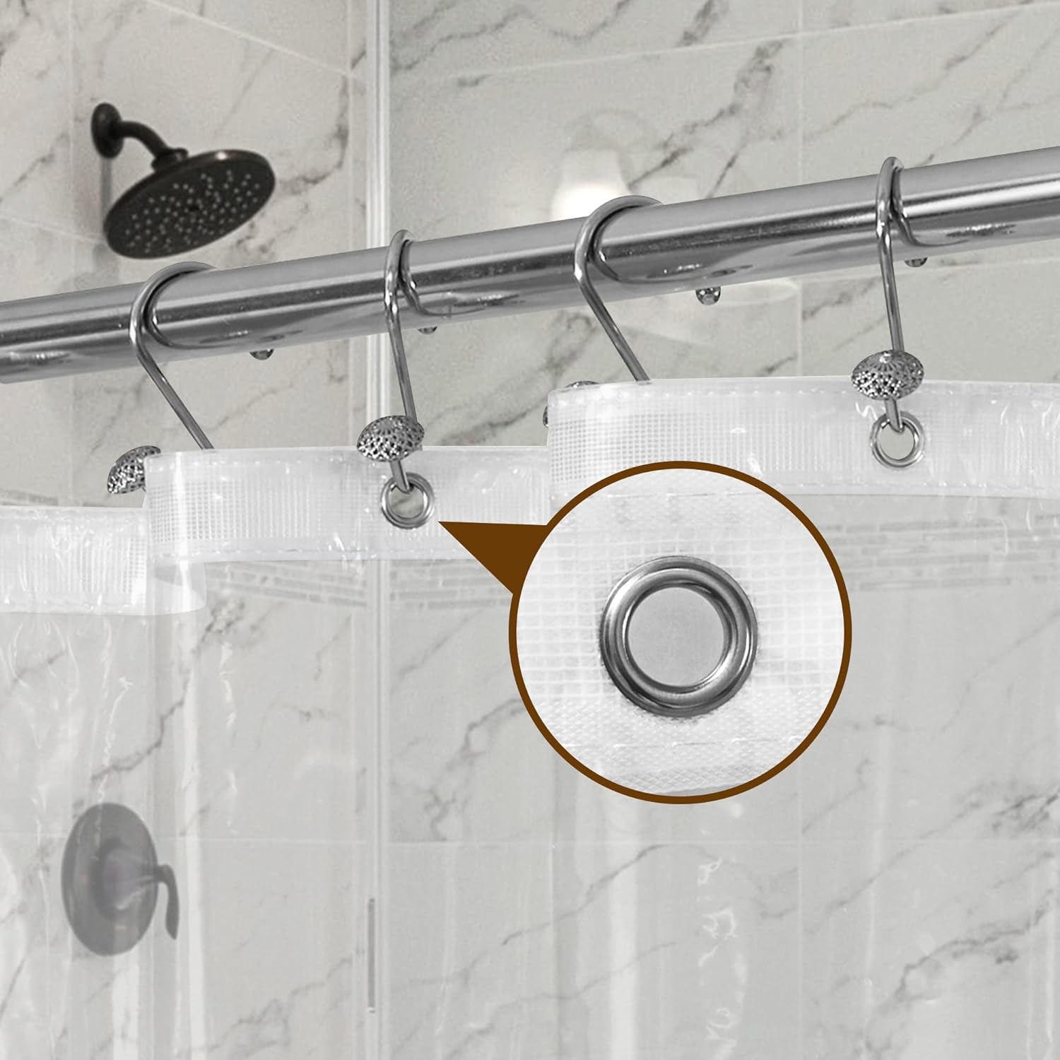 Barossa Design Clear Shower Liner - Premium PEVA with 3 Magnets and Rustproof Grommets