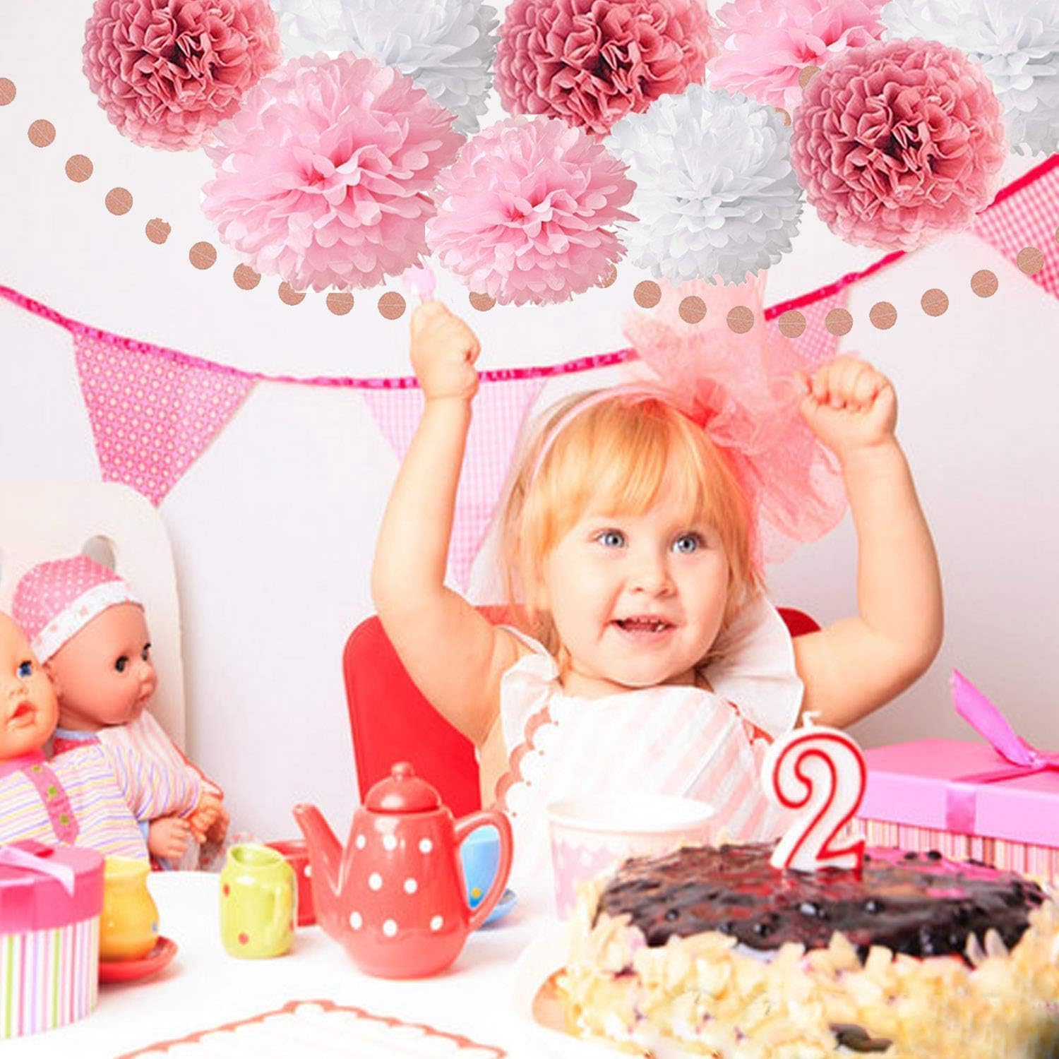 OuMuaMua Rose Gold Birthday Decorations Set