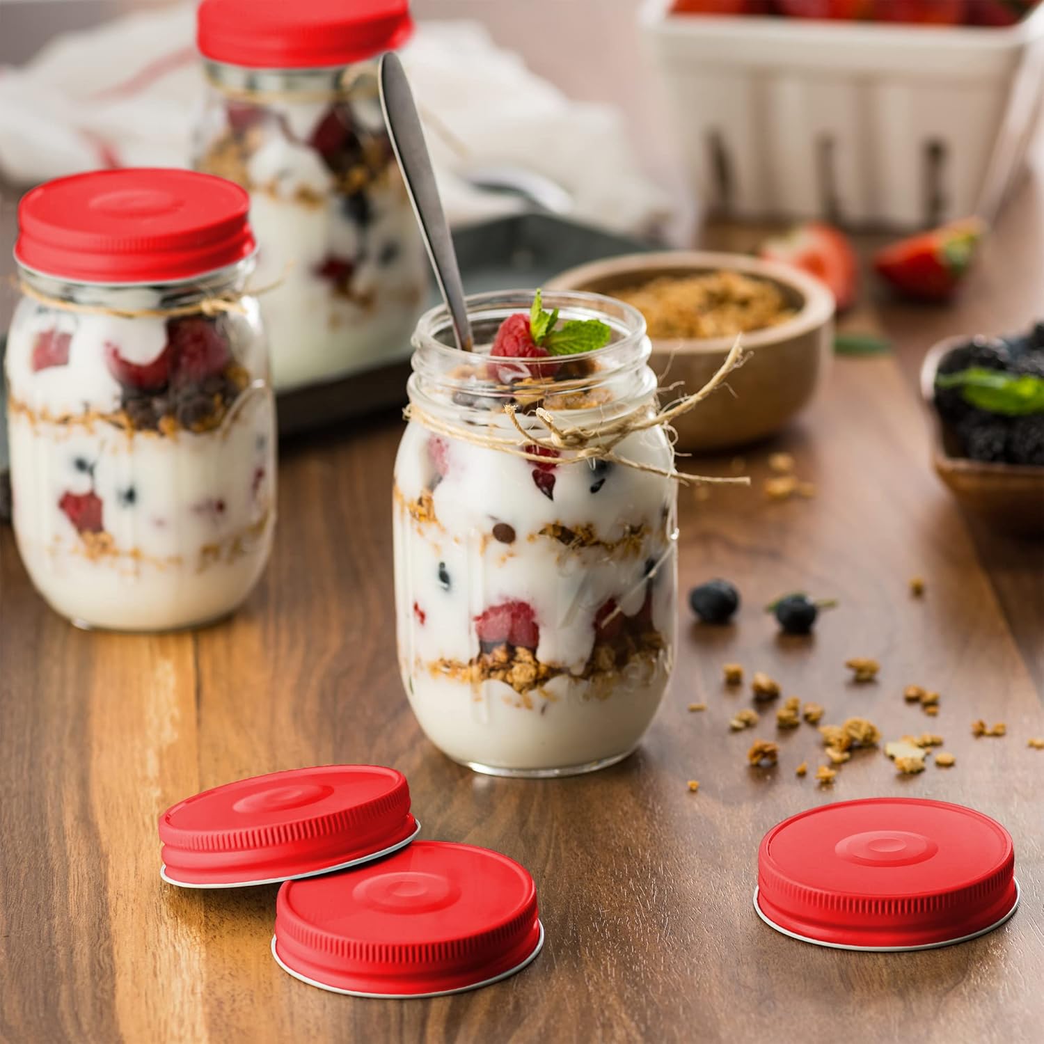 KooK Mason Jar Lids Set of 16 Red