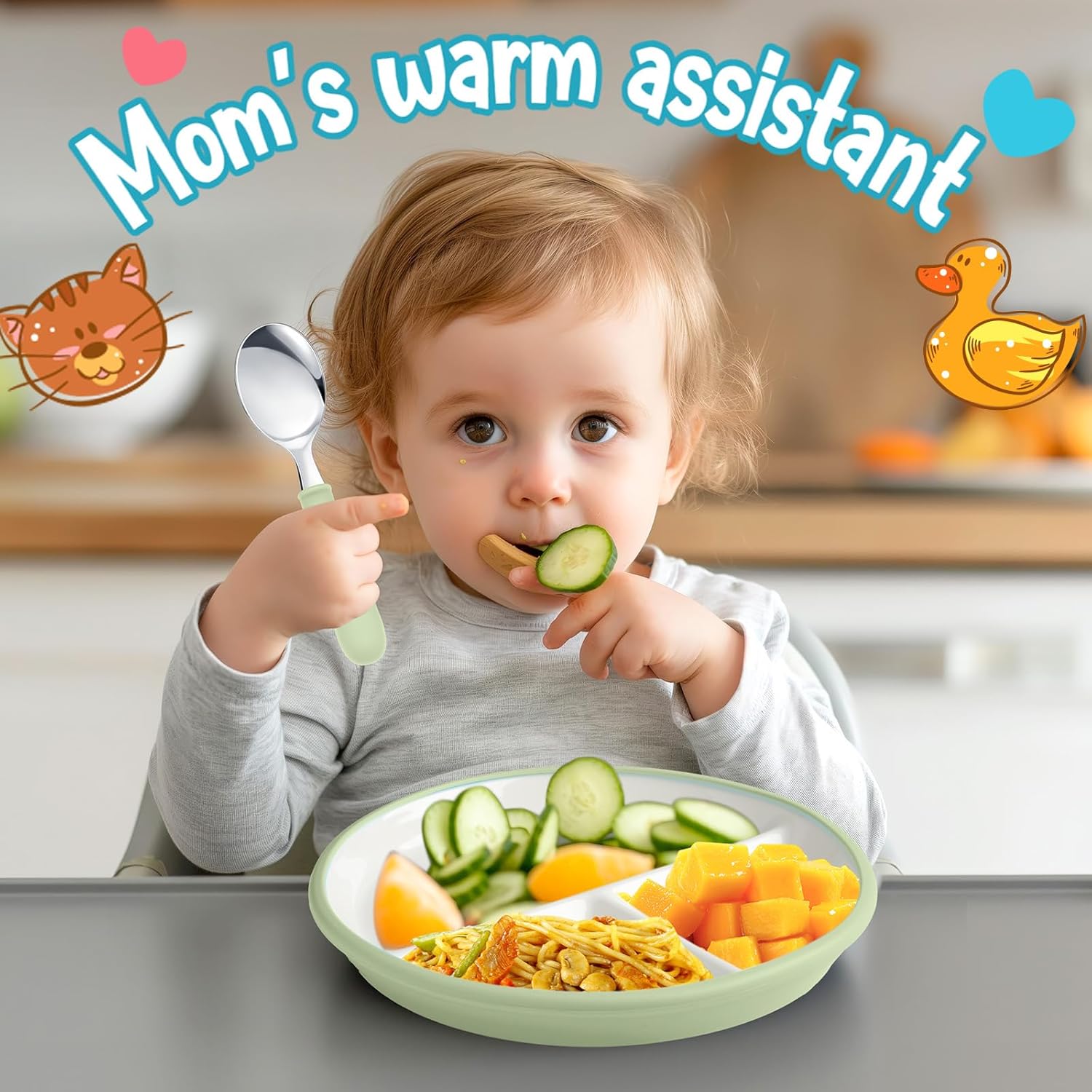 Teenyyou 3 Pack 8 Toddler Plates Feeding Set