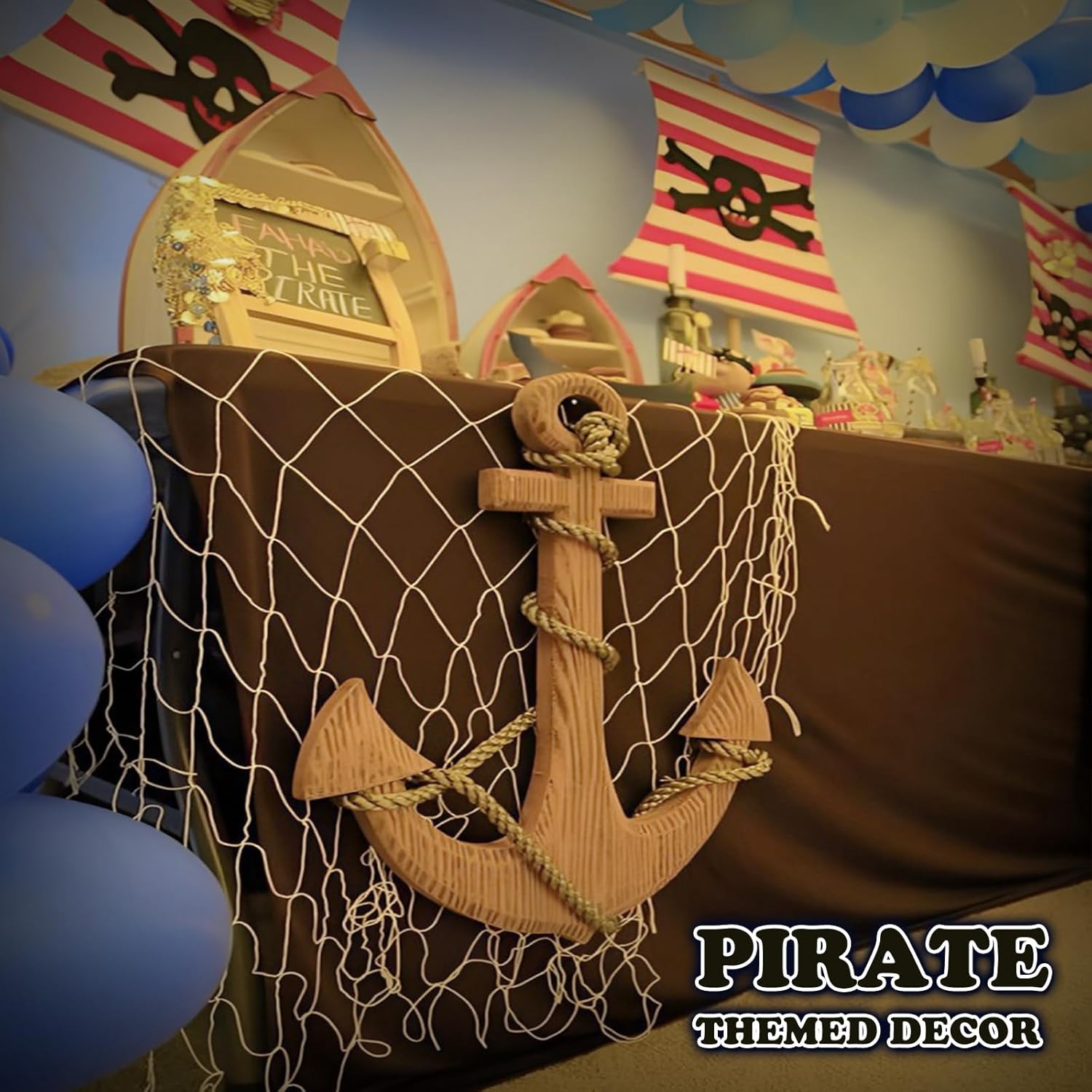 2 Pack Fish Net Decorations for Nautical Party