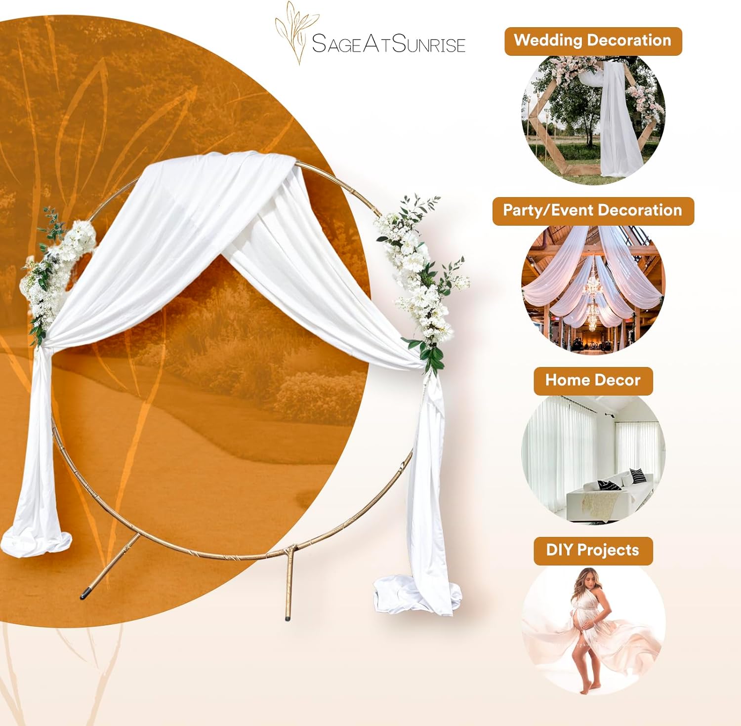 Sage At Sunrise Wedding Arch Draping 2 Pack