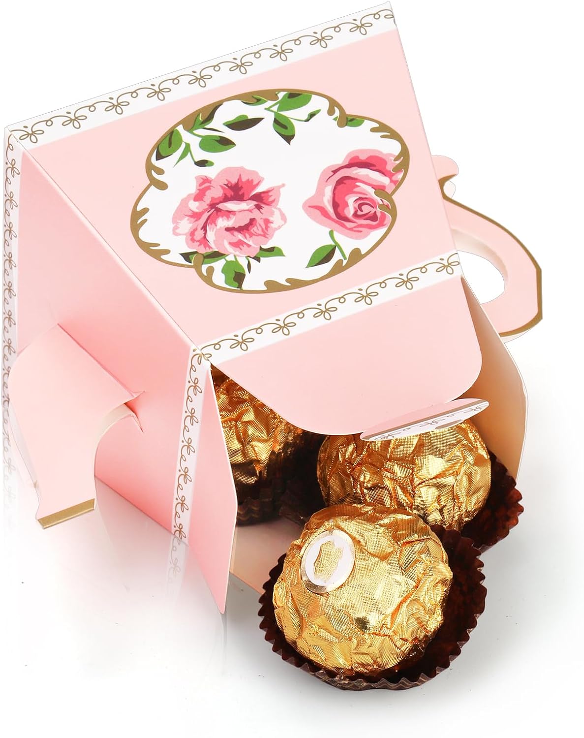 Eorbow 50 Pack Teapot Candy Boxes with Ribbons