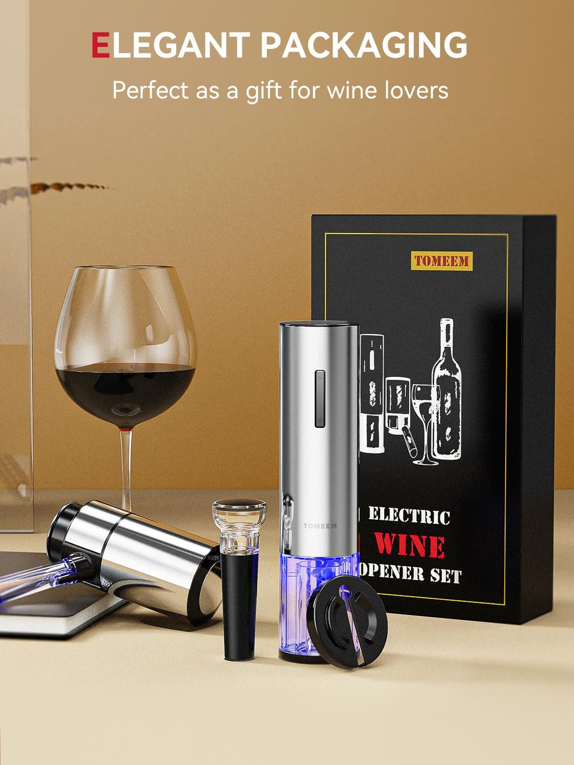 TOMEEM 4-in-1 Electric Wine Gift Set