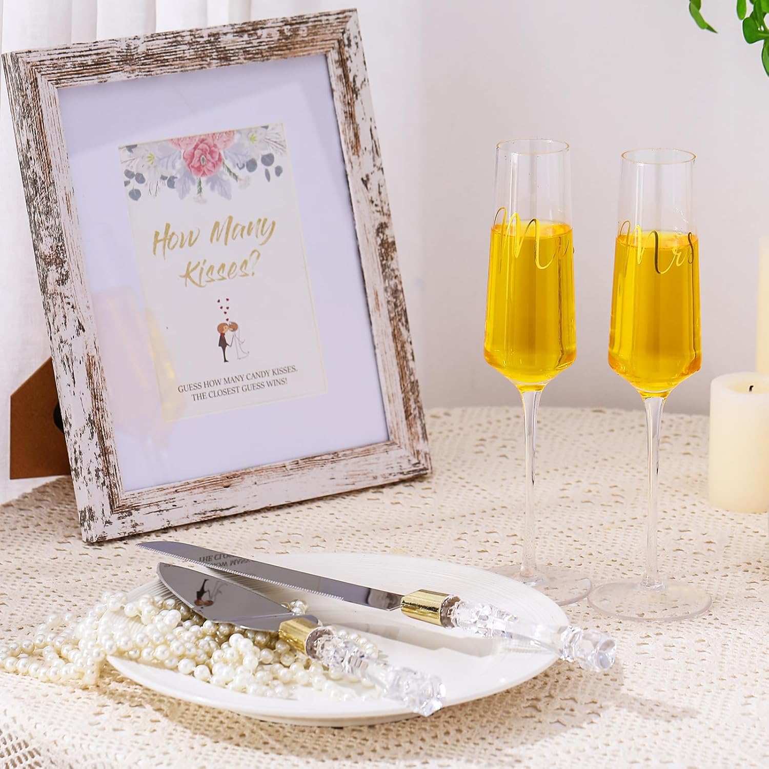 Boao 4 Piece Wedding Toasting Flutes and Cake Server Set