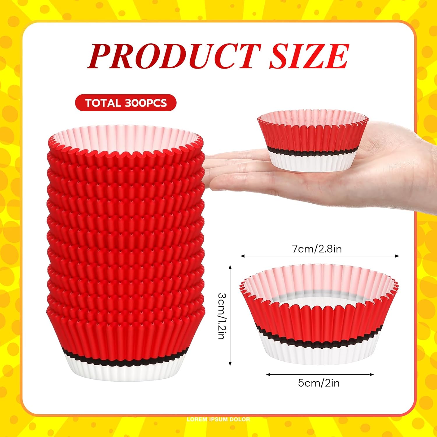 300 Pcs Red White Cupcake Liners for Baking and Parties