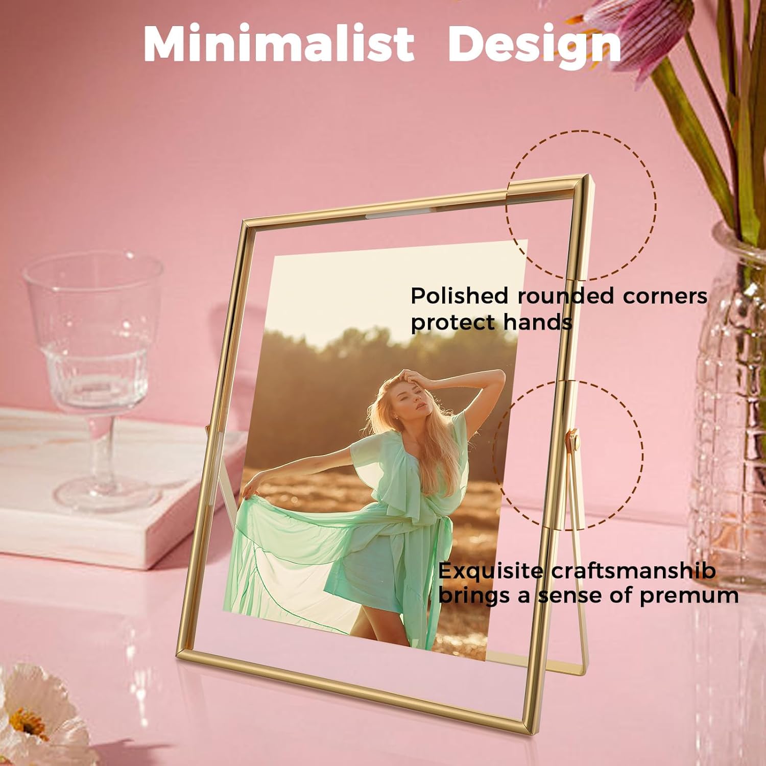 Gold Floating Frame 8x10 In Vertical Modern Design