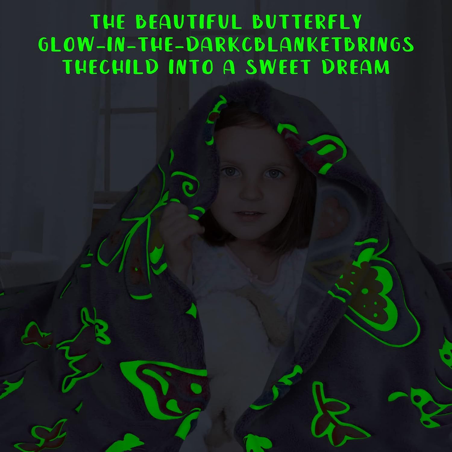 Glow in The Dark Butterfly Blanket for Girls and Kids