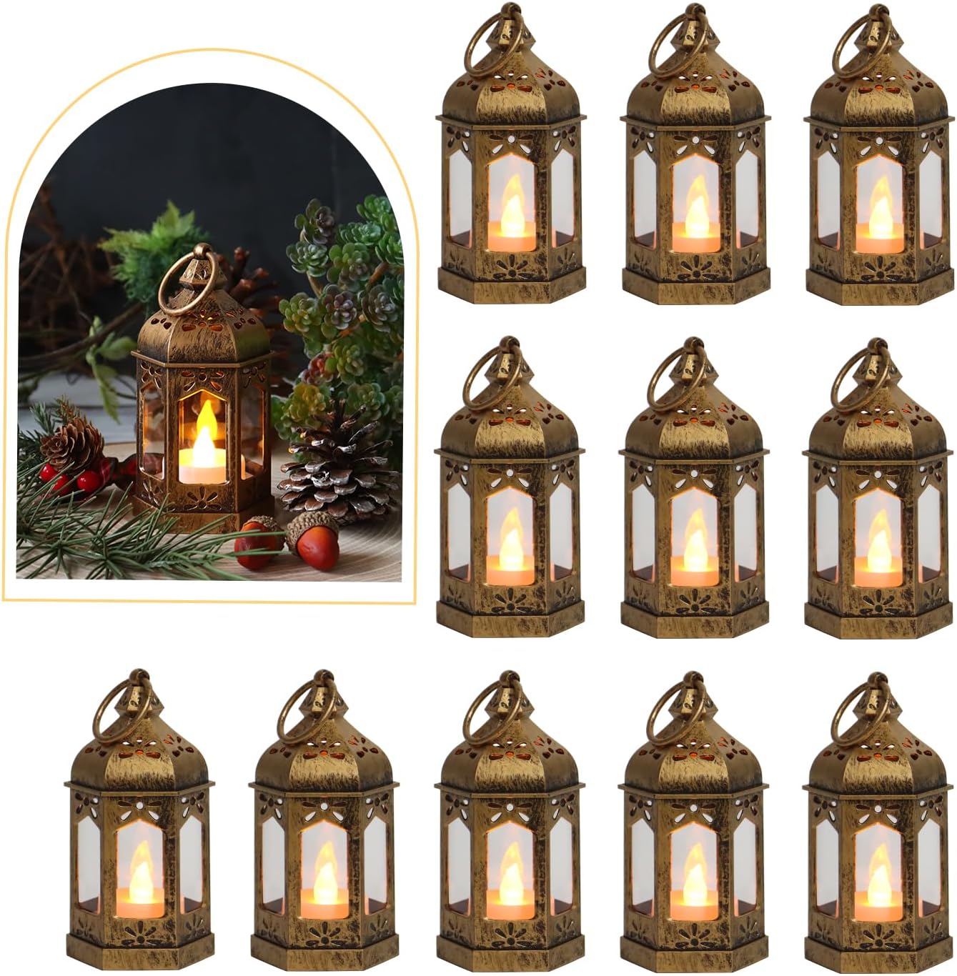 LLQ 8Pcs Mini LED Lanterns with Tealight