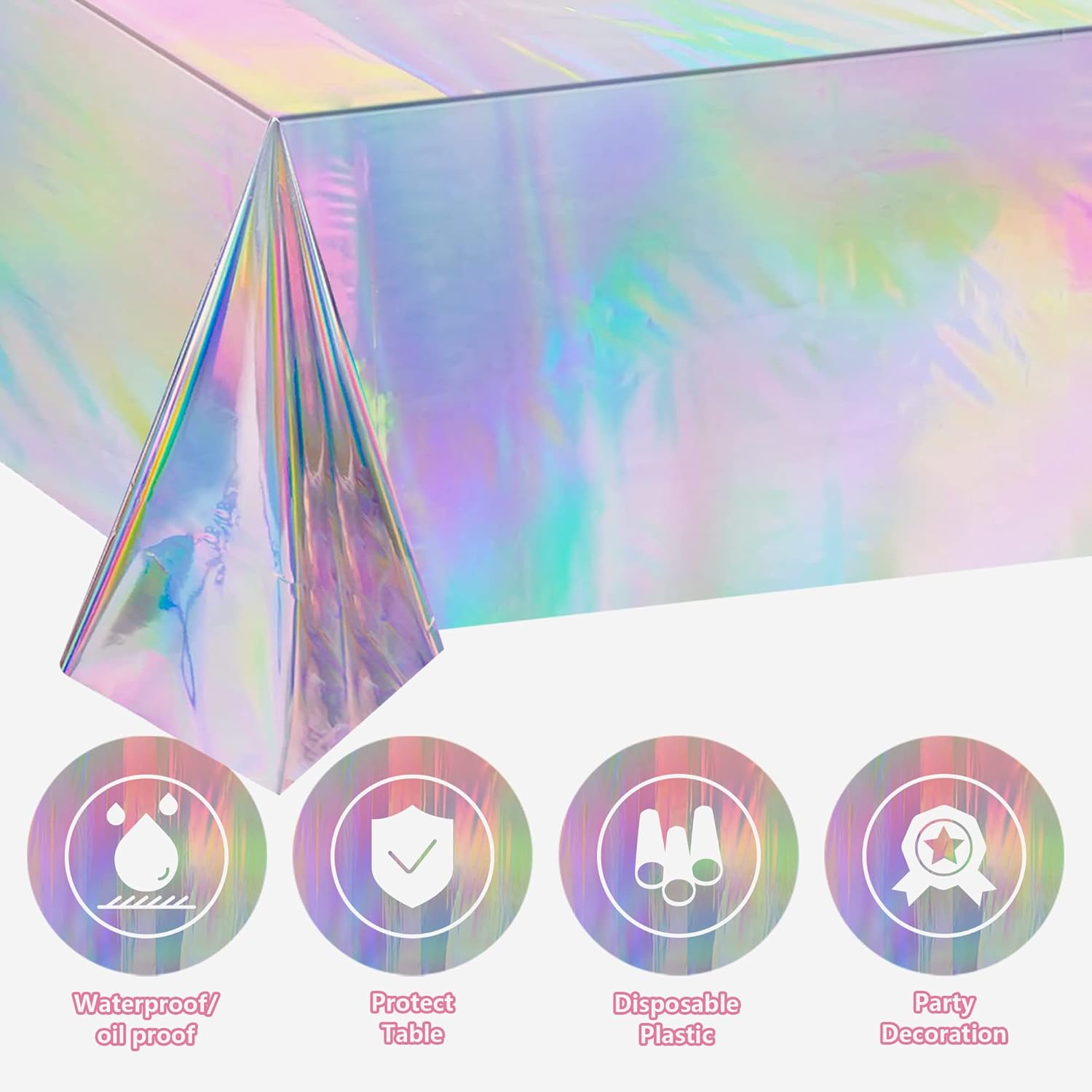 OHOME 4-Pack Iridescent Tablecloths for Parties