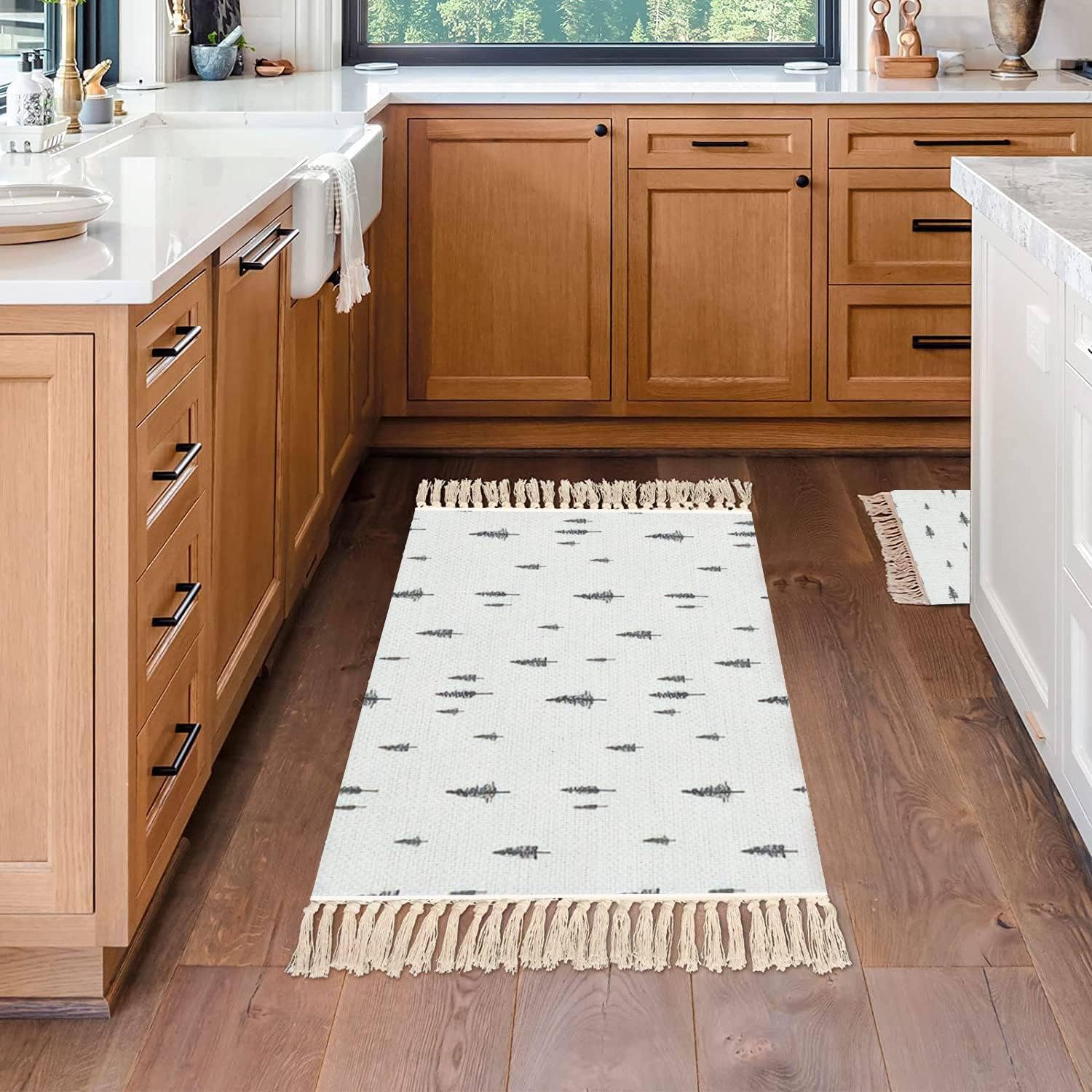 Boho Style Area Rug with Tassels for Kids Room