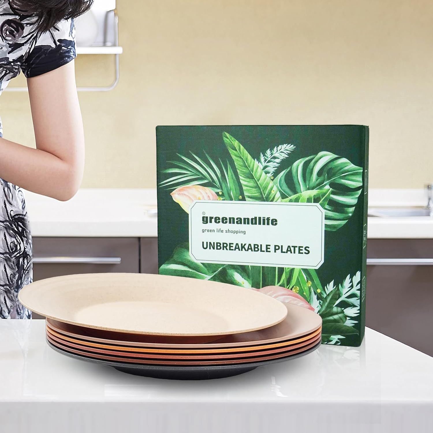 Greenandlife 10 Inch 6 Pack Wheat Straw Plates