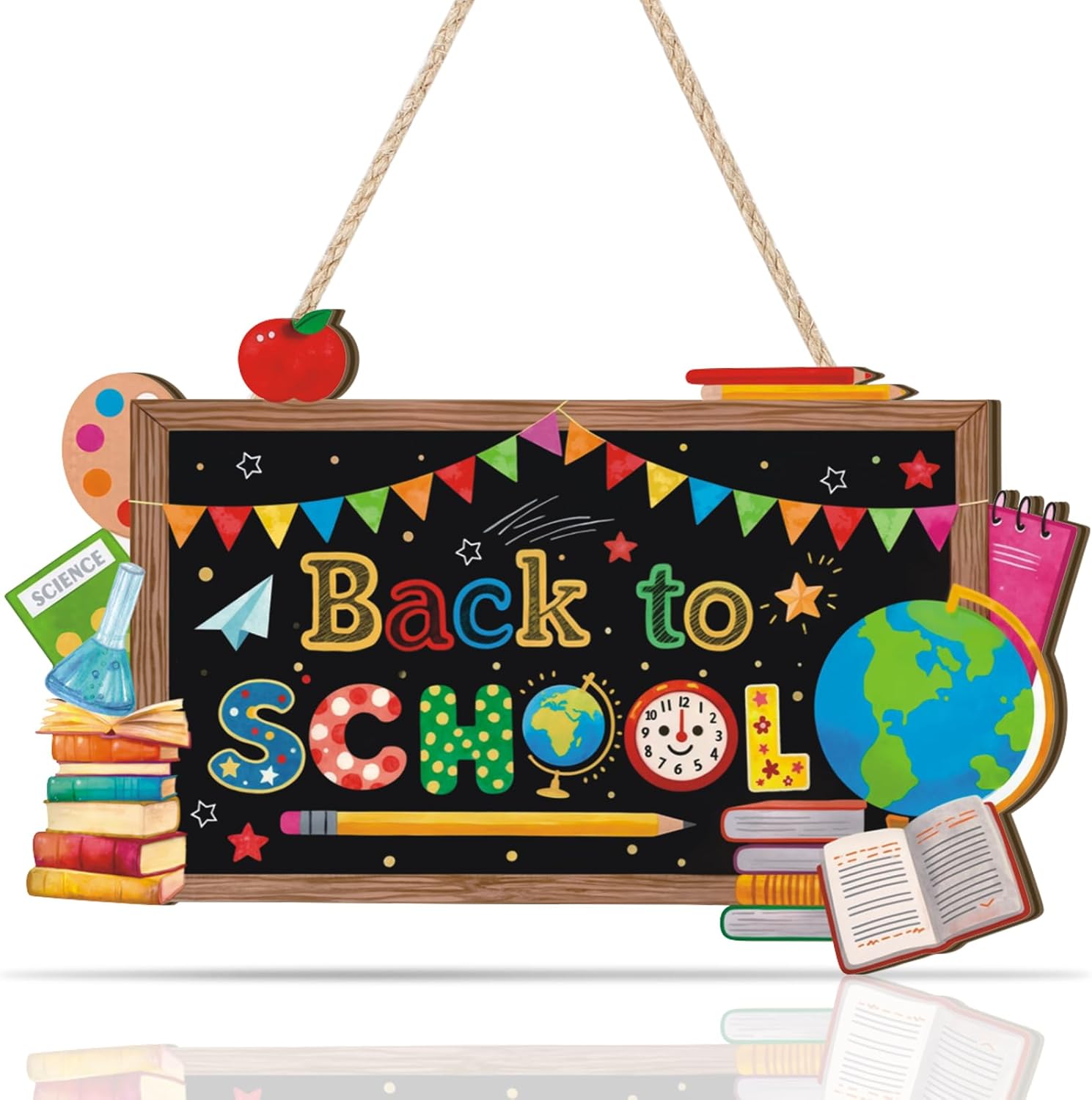 Aryroi Back to School Wood Sign with Blackboard Design