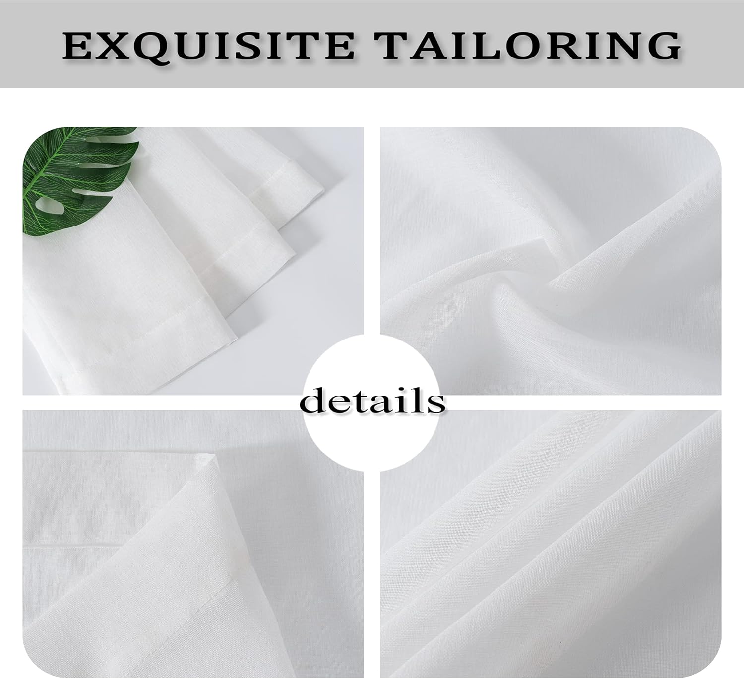 HUTO 95 Sheer Curtains White Grommet Drapes for Bedroom Living Room
