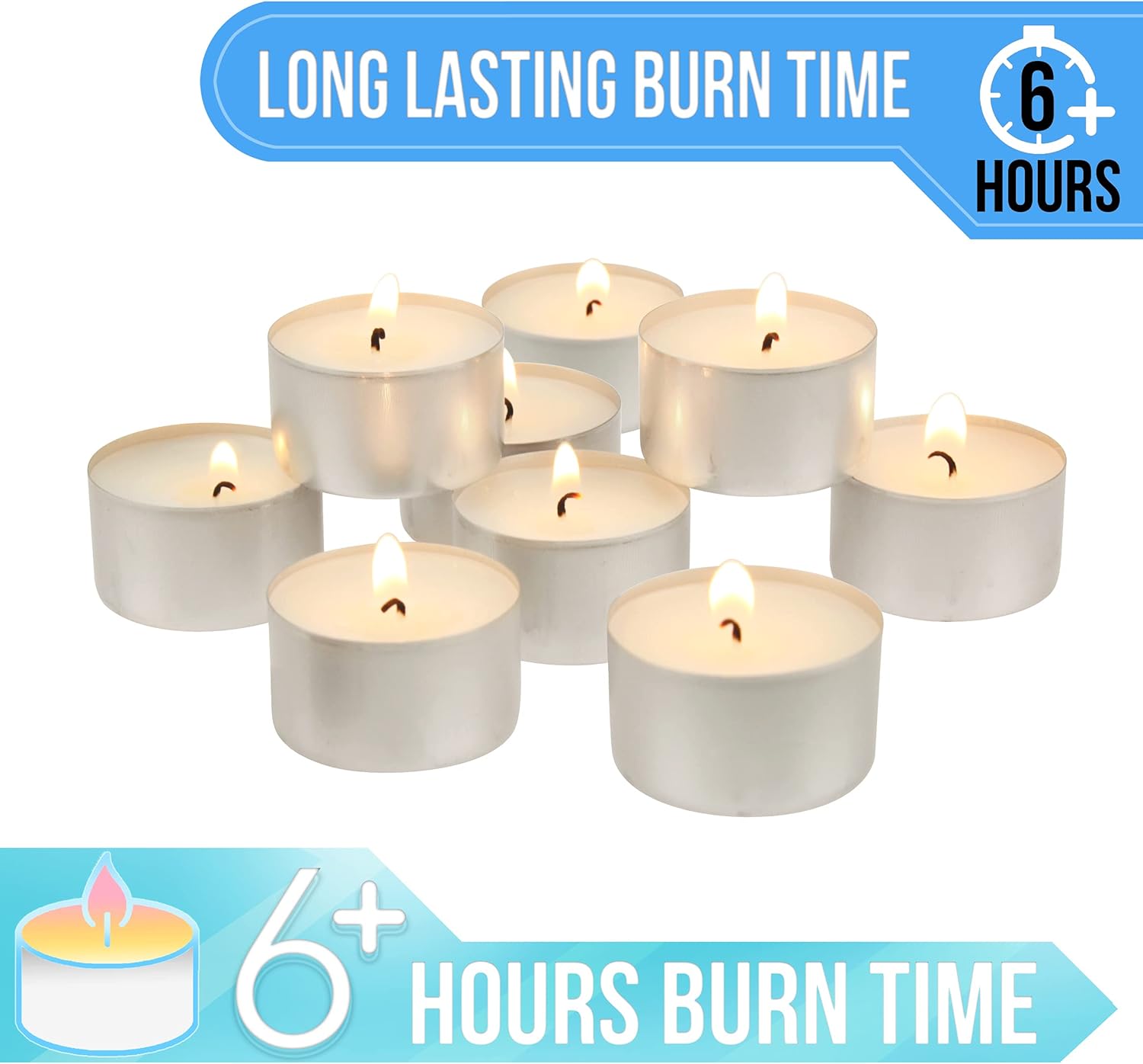 Stonebriar Unscented White Tea Light Candles 100 Count Bulk Pack